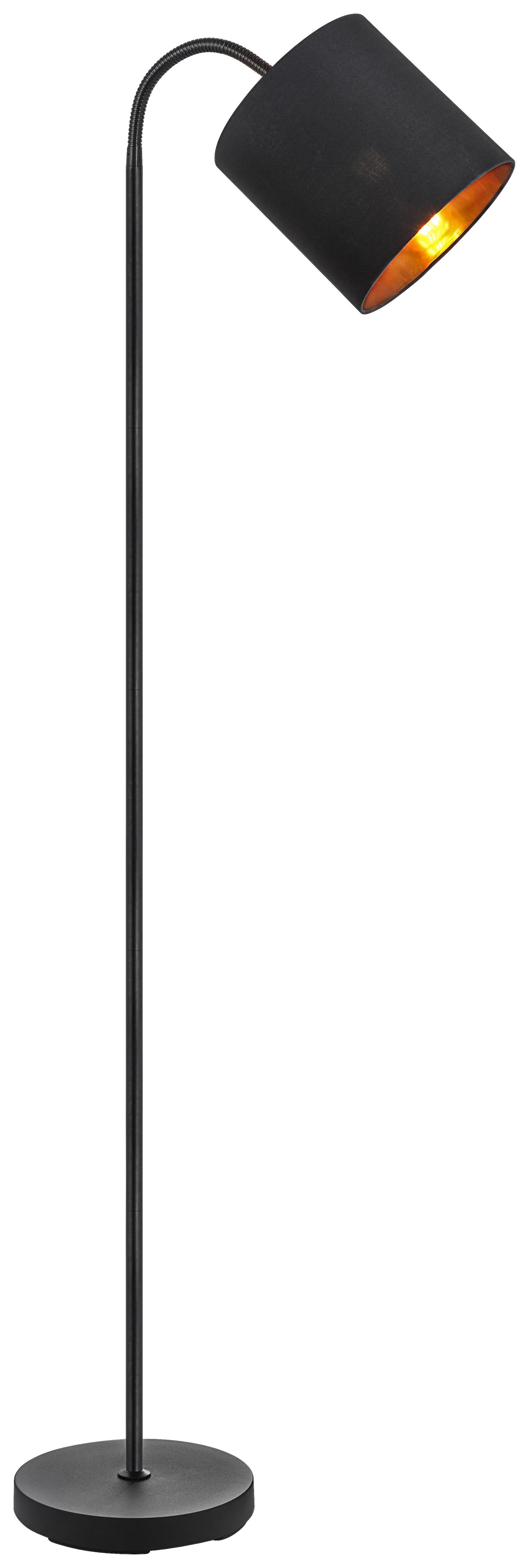 Stehleuchte Goldi max. 25 Watt - Goldfarben/Schwarz, Modern, Textil/Metall (22/20/173cm) - Mömax