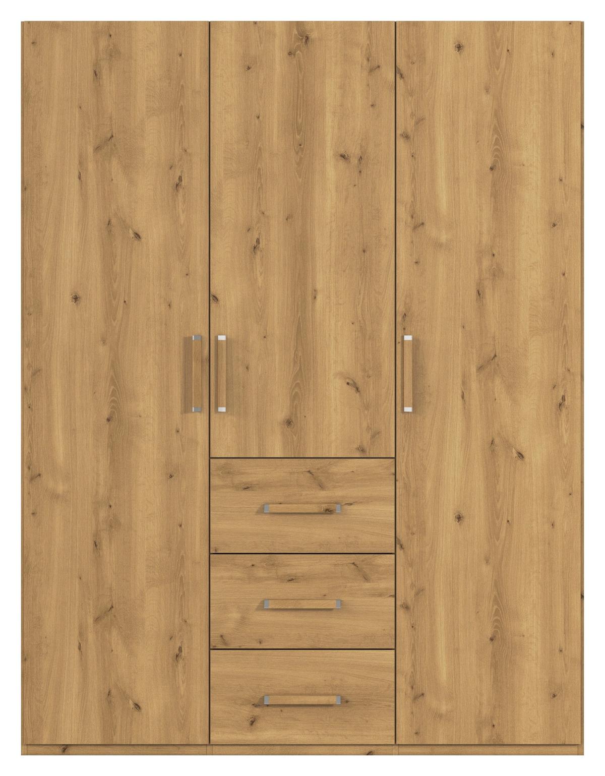 Omara S Klasičnimi Vrati Evelyn, Barva Hrasta - srebrne barve/barve hrasta, Design, umetna masa/leseni material (151/197/60cm) - Novel