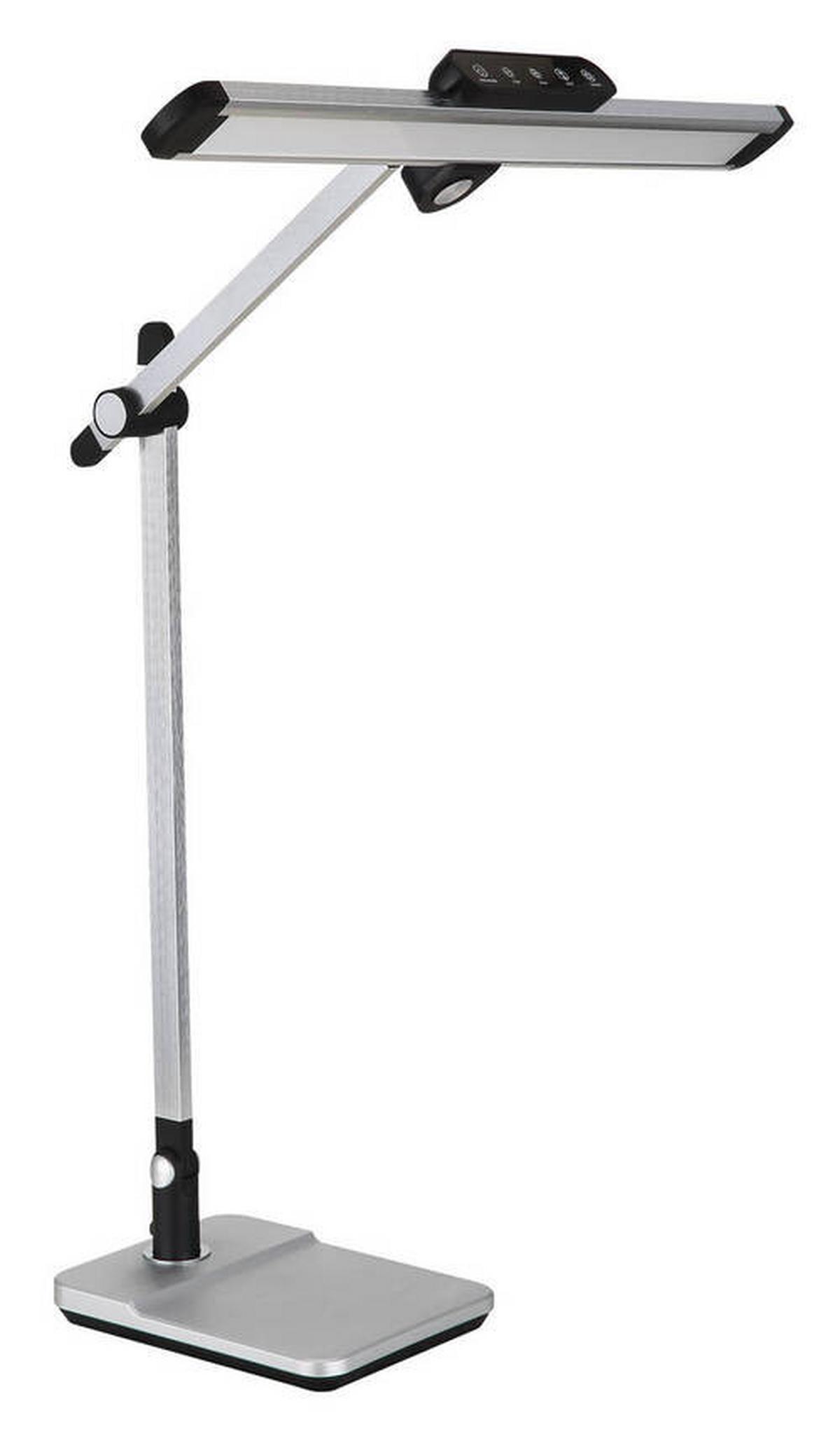 LED-Schreibtischleuchte Lopira Schwarz/Silber max. 12 Watt - Silberfarben/Schwarz, Design, Kunststoff/Metall (36,8/50/61,2cm) - Globo