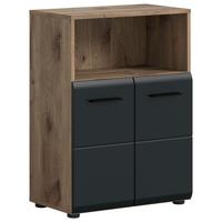 MIDISCHRANK ICE - Eiche dunkel/Schwarz, Basics, Holzwerkstoff/Kunststoff (60/80/30cm) - MID.YOU