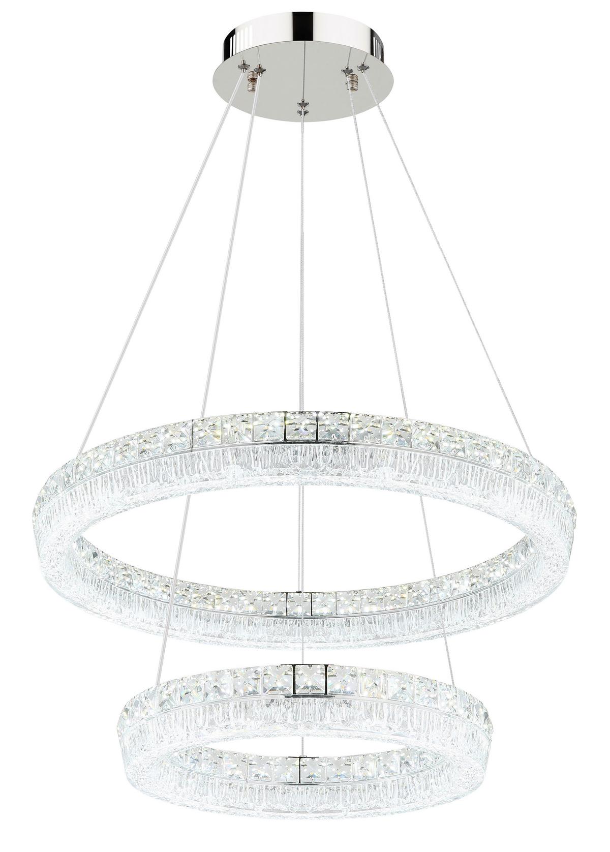 Led Viseća Svjetiljka Laurel - prozirno/boje kroma, Design, staklo/metal (60/120cm) - Globo