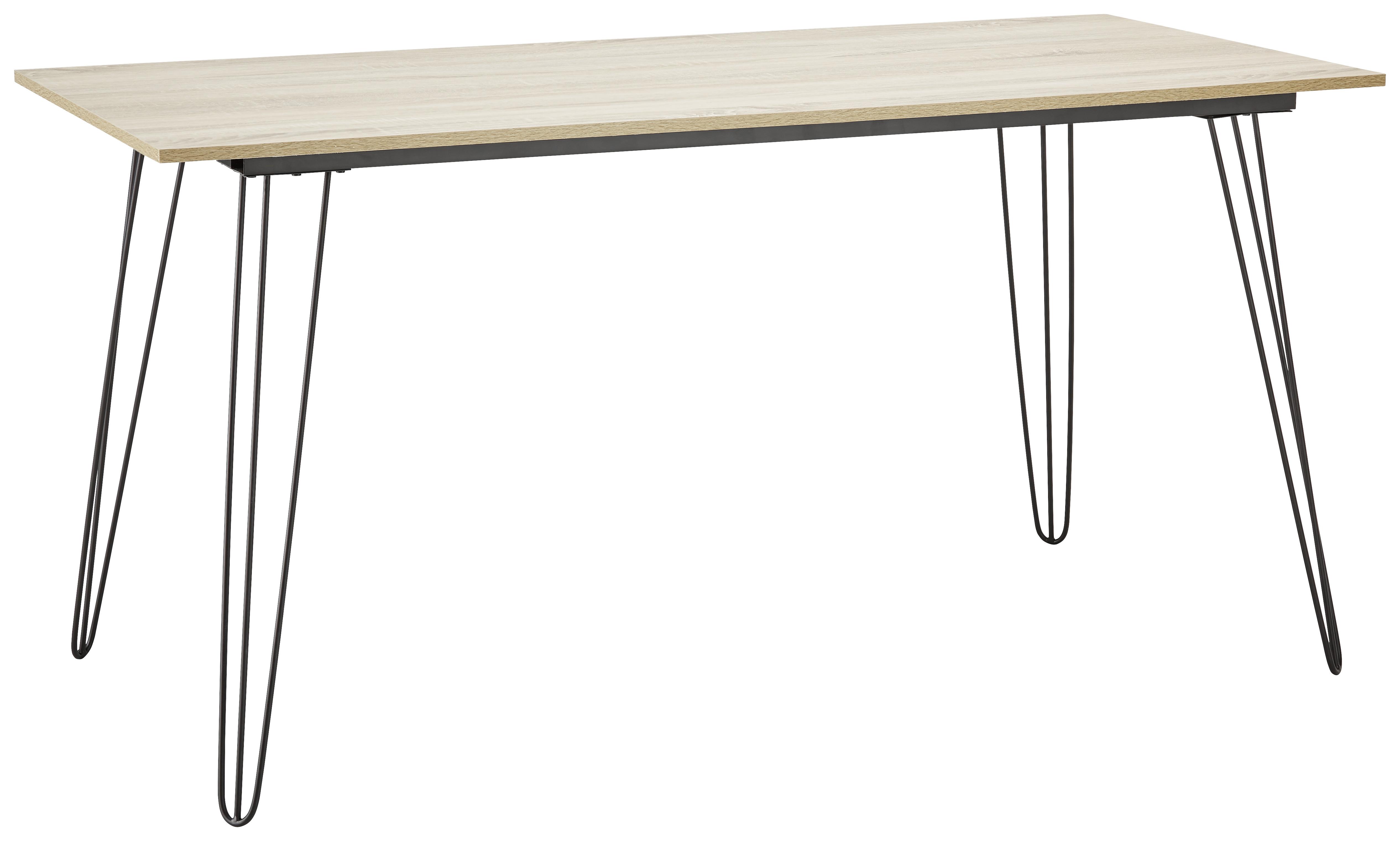 Schreibtisch "Julian", ca. 150x70 cm, Holz-Dekor, Eiche - Eichefarben/Schwarz, MODERN, Holzwerkstoff/Metall (150/70/75cm) - Bessagi Home