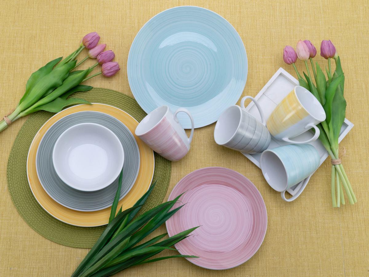 Kombinirani Servis Pastello Bunt, 16-Delni - večbarvno, keramika - Creatable