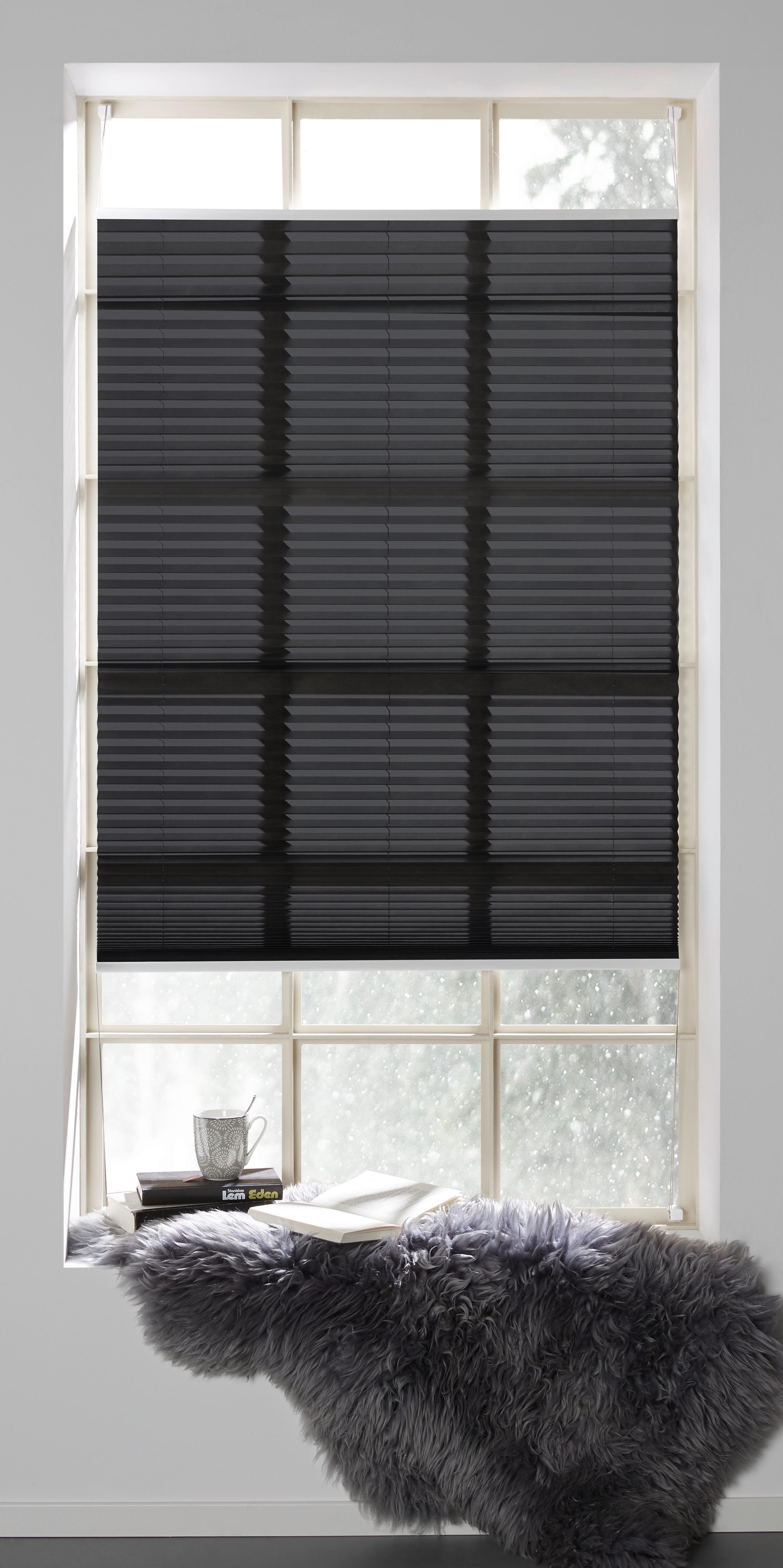 Plissee Light in Schwarz ca. 120x130cm - Grau, Textil (120/130cm) - Premium Living