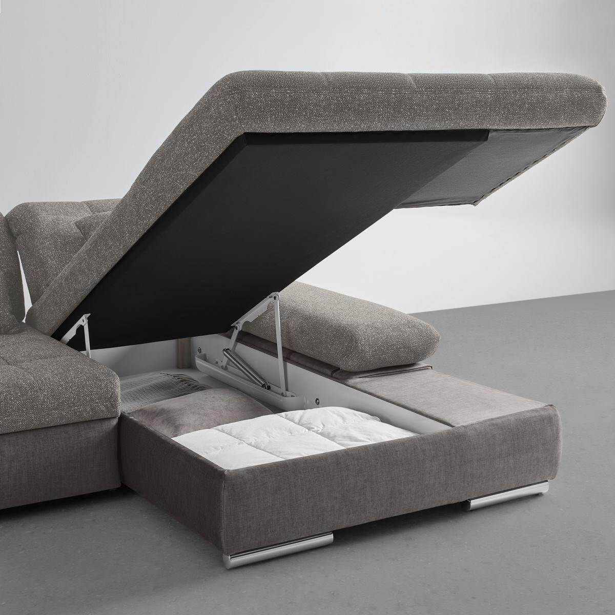 Wohnlandschaft Sanfino Silberfarben - Chromfarben/Silberfarben, KONVENTIONELL, Holz/Textil (305/79-96/199cm) - Premium Living