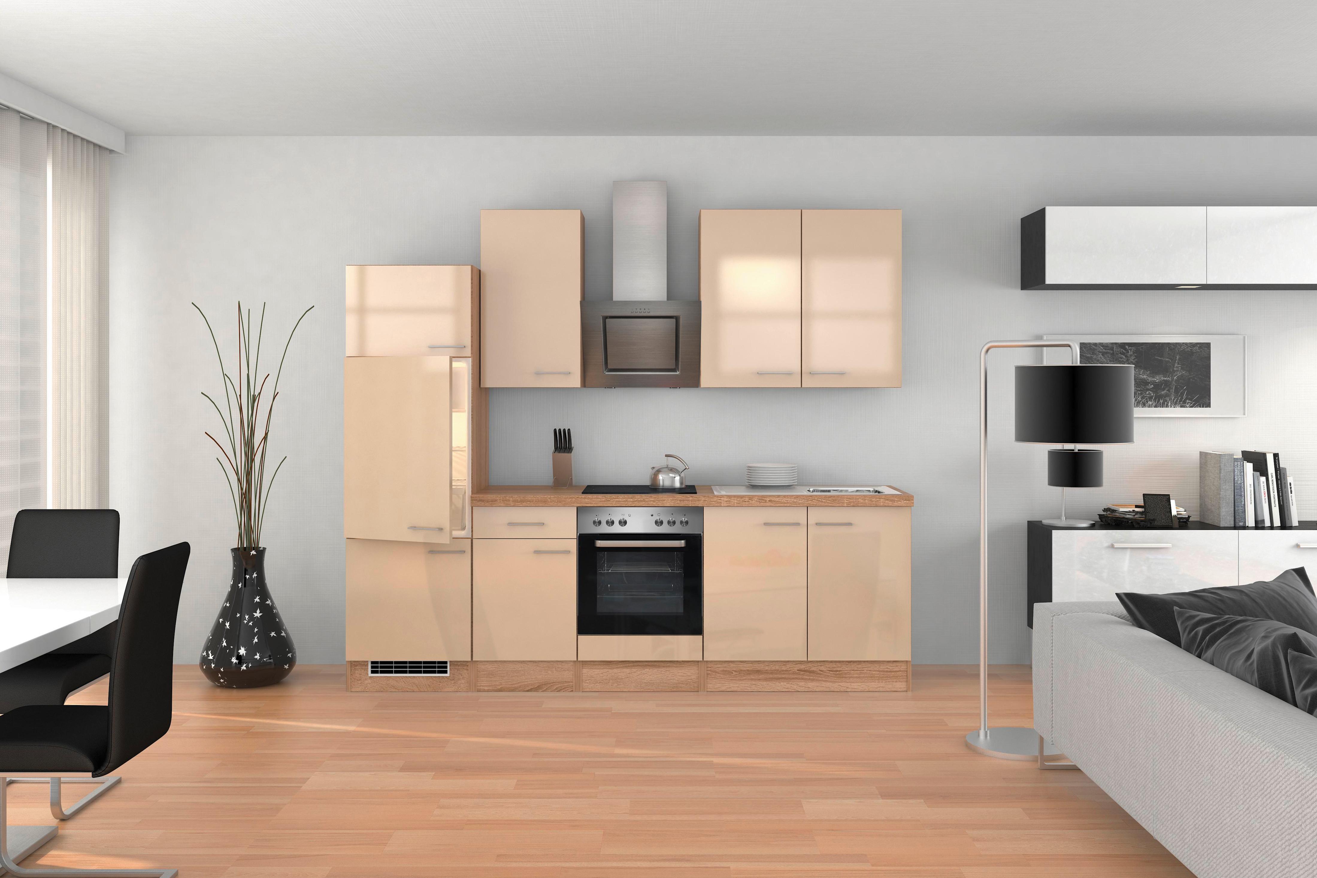 Kuhinjski Blok Z Aparati Nepal, Kašmir, Barva Hrasta - barve nerjavečega jekla/kašmir, Moderno, kovina/leseni material (270cm) - FlexWell