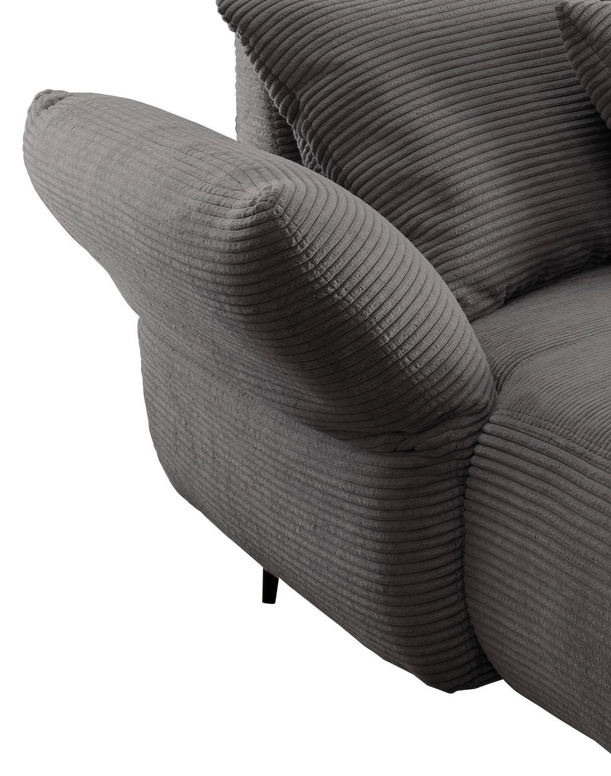 Sedežna Garnitura Vanilla, Siva - siva/črna, Design, kovina/tekstil (178/264-302cm) - Modern Living