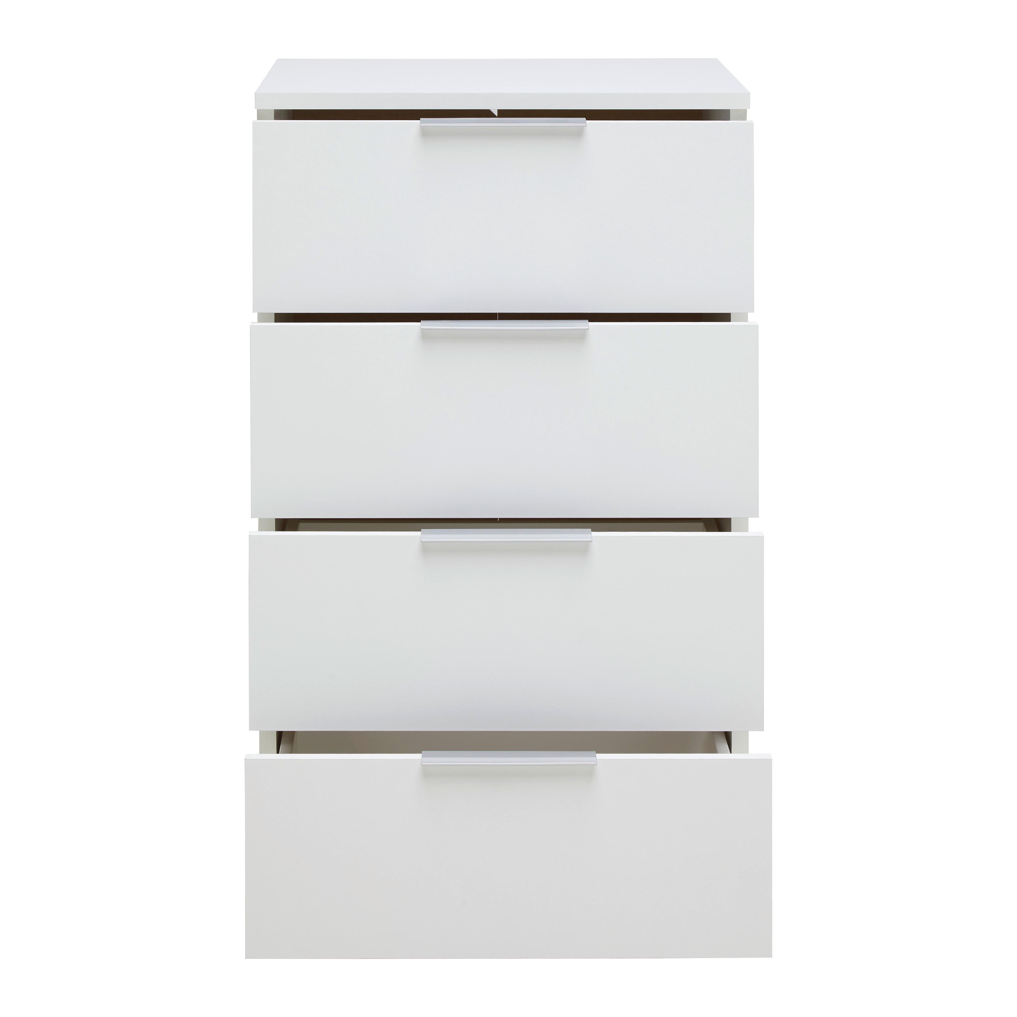SÄNGBORD CUATRO - vit/silver, Klassisk, trämaterial/plast (46/79/42cm) - Modern Living