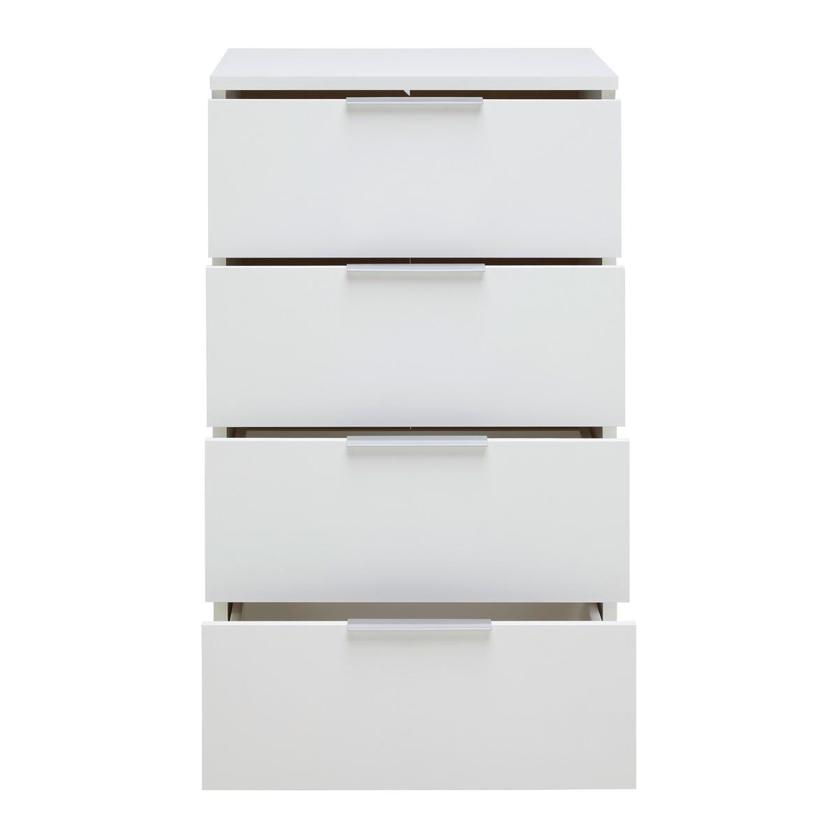 Nachtkästchen Cuatro Weiß - Silberfarben/Weiß, KONVENTIONELL, Holzwerkstoff/Kunststoff (46/79/42cm) - Modern Living