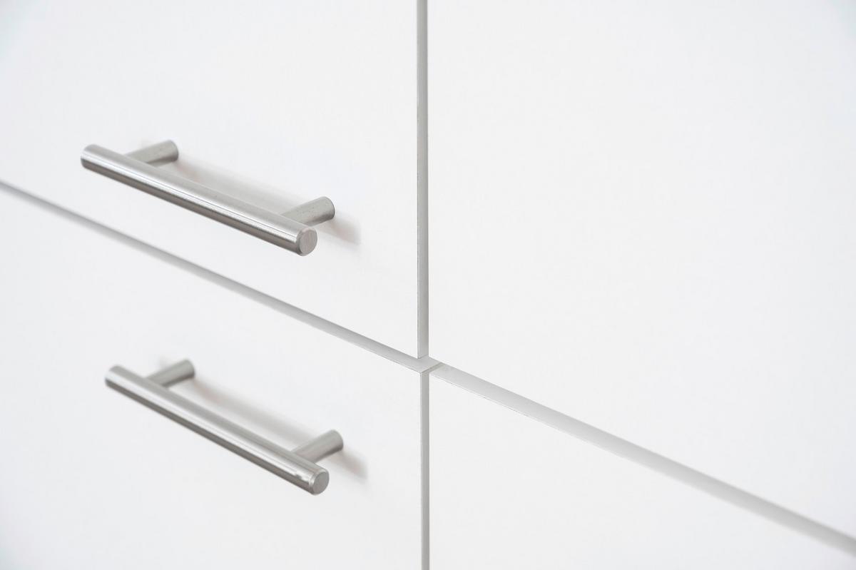 Küchenzeile Economy m. Geräten Weiß/Nussbaum B: ca. 250 cm - Edelstahlfarben/Nussbaumfarben, Basics, Holzwerkstoff/Metall (250cm) - Respekta