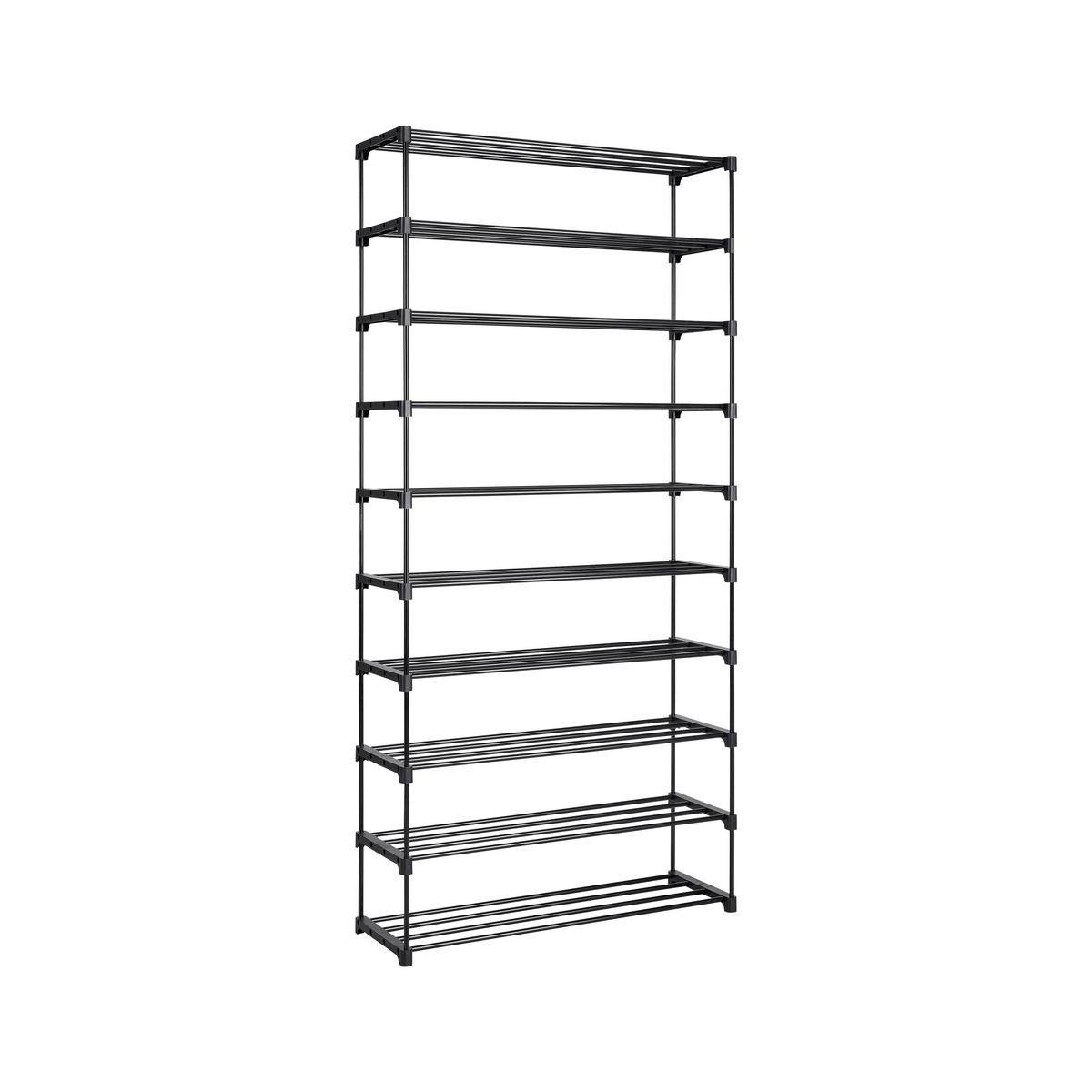 Schuhregal Grando Schwarz - Schwarz, Konventionell, Kunststoff/Metall (94/194/30cm) - Based