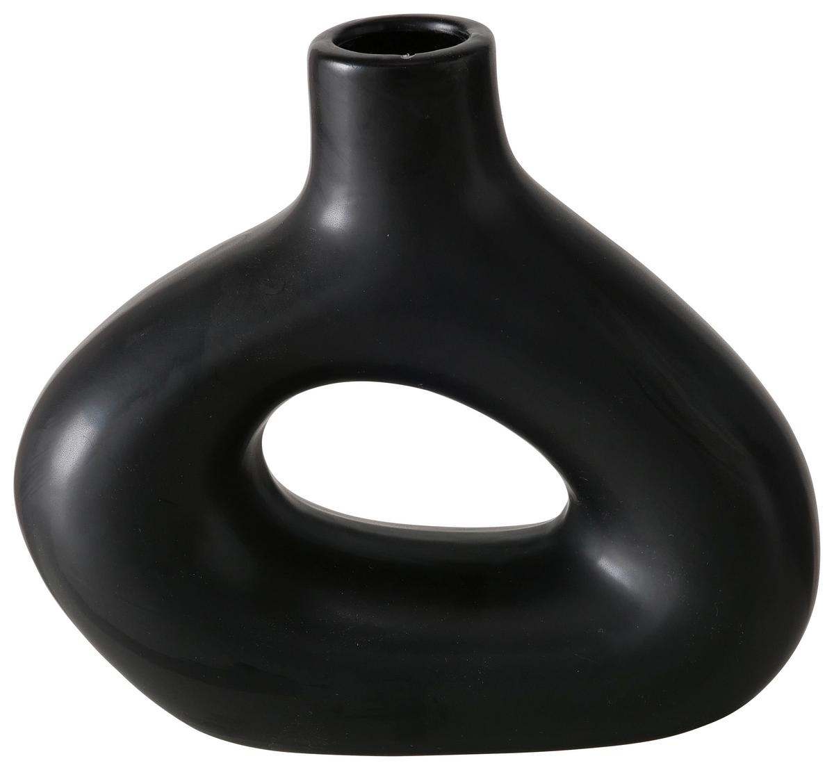 Dekovase Metty II in Schwarz - Schwarz, Modern, Keramik (6/17/16cm) - Modern Living