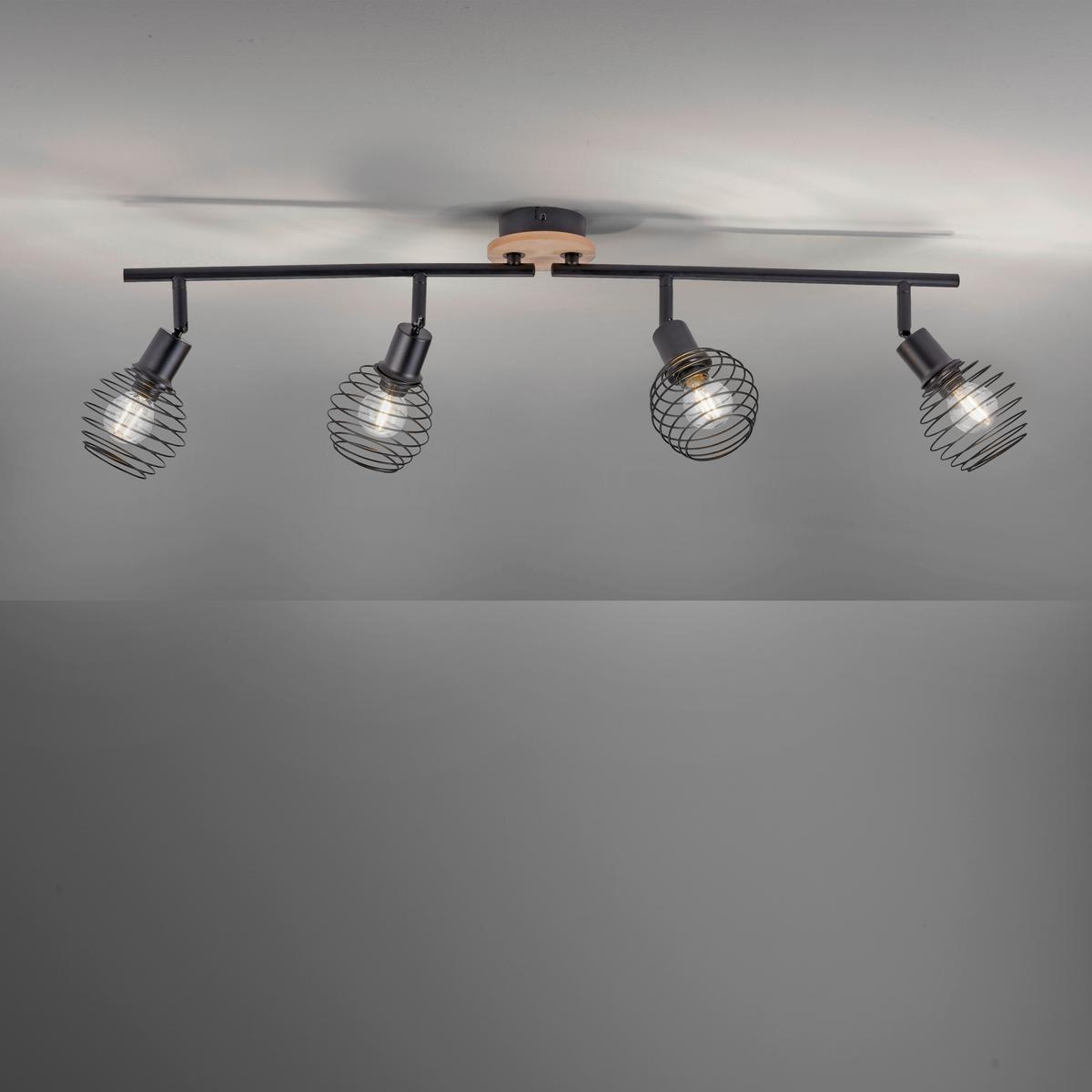 Deckenleuchte 15924-79 max. 40 Watt - Schwarz, Natur, Holz/Kunststoff (92/87/24cm)