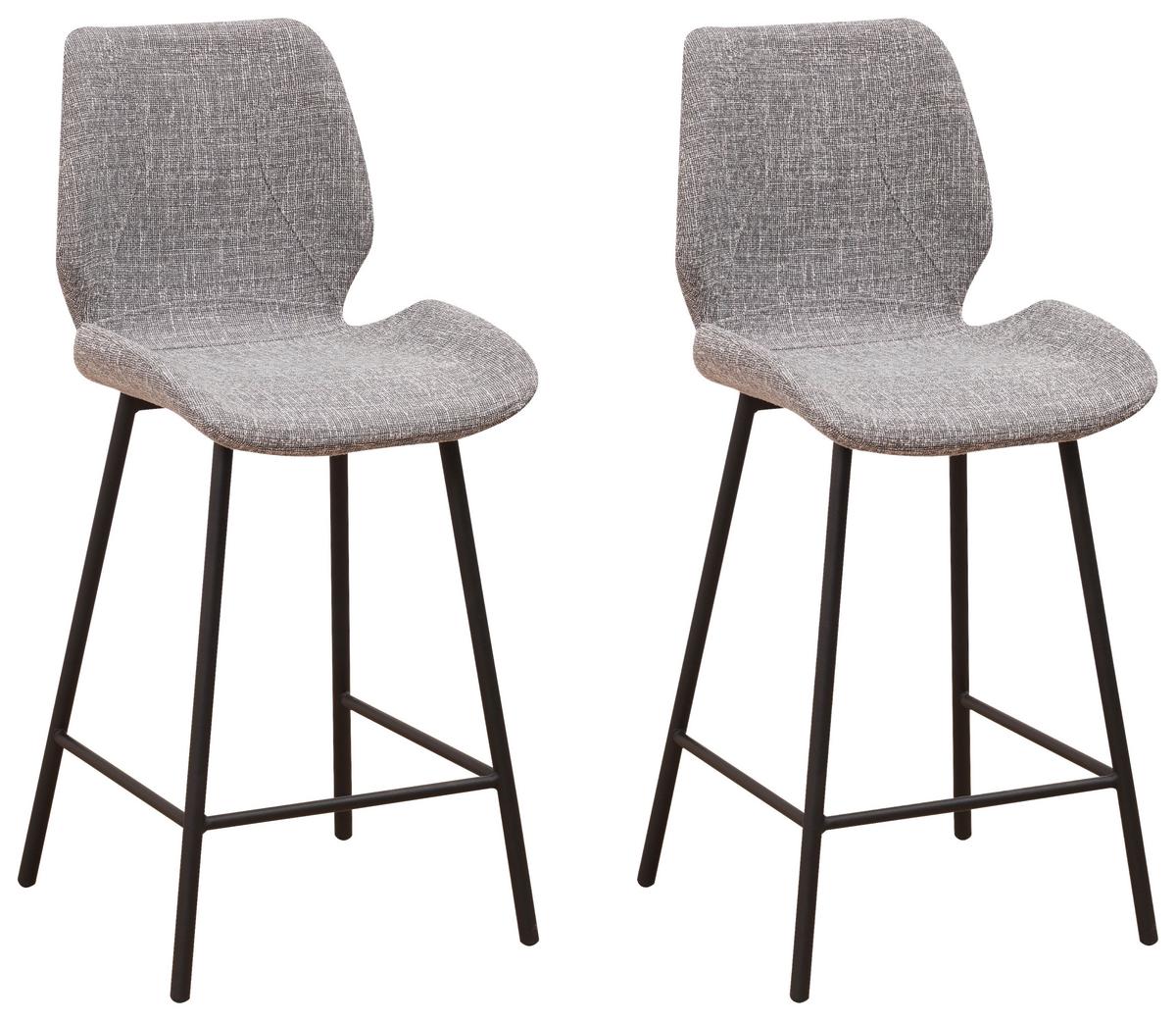 BARHOCKER-SET BARRON - Schwarz/Grau, Design, Textil/Metall (47/99/55cm) - MID.YOU