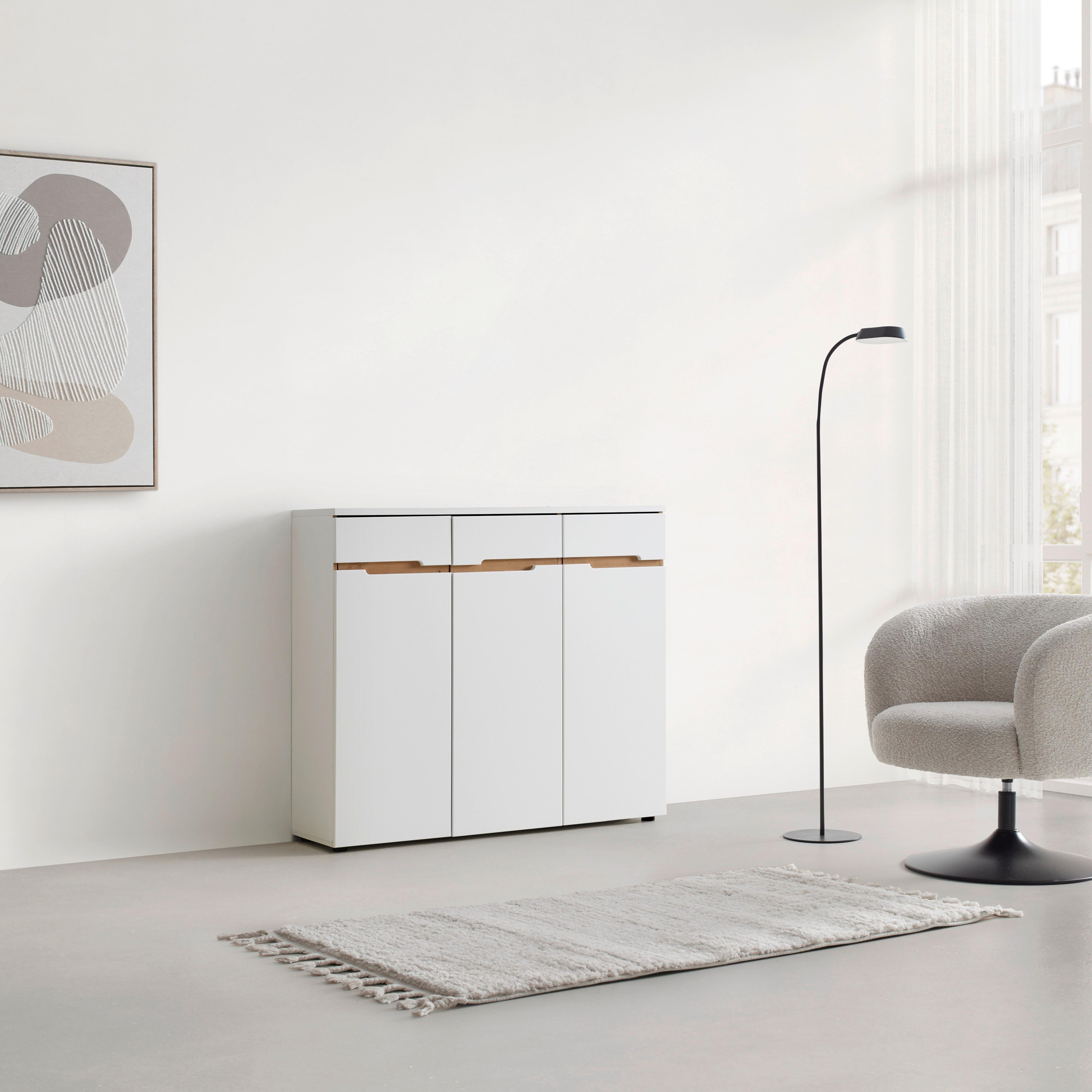Kommode Dallas Weiß/Eiche Artisan - Weiss/Schwarz, Modern, Holzwerkstoff/Kunststoff (120/107/38cm) - Mömax