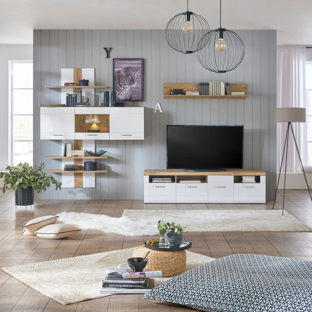 COMODĂ TV AURIS - alb, Modern, material pe bază de lemn (190/49,5/49,6cm) - Modern Living