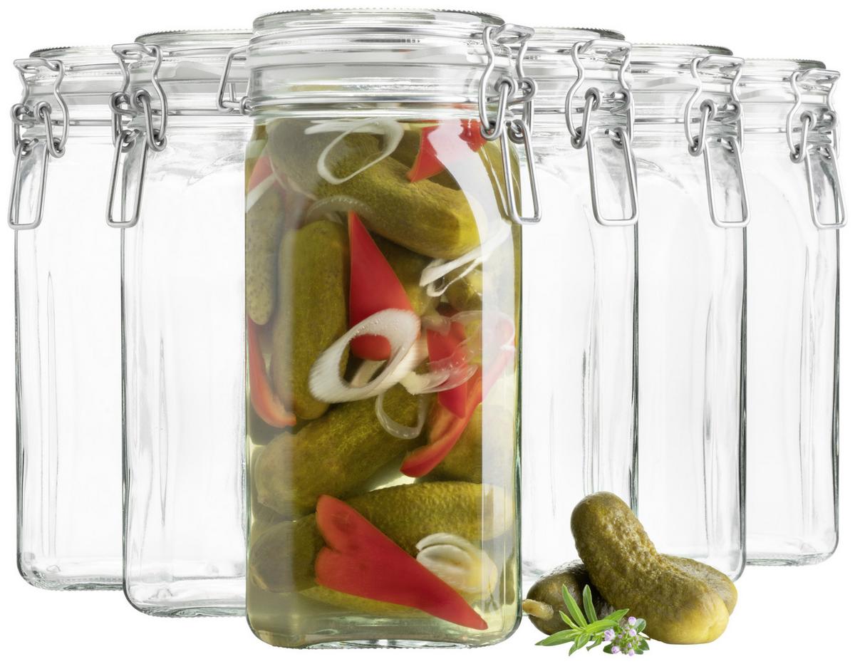 Einmachglas-Set Gothika ca. 1,45l, 6-teilig - Transparent, Basics, Glas (1450ml) - Mäser