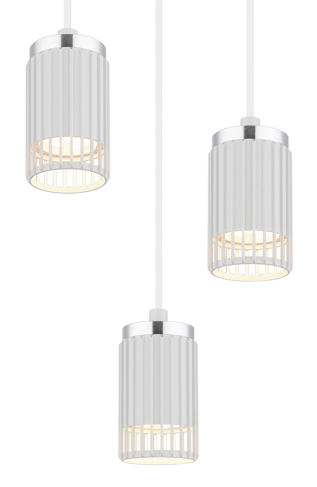 HÄNGELEUCHTE 57906-3HW KORBEN - Chromfarben/Weiss, Design, Kunststoff/Metall (21/115,5cm) - Globo