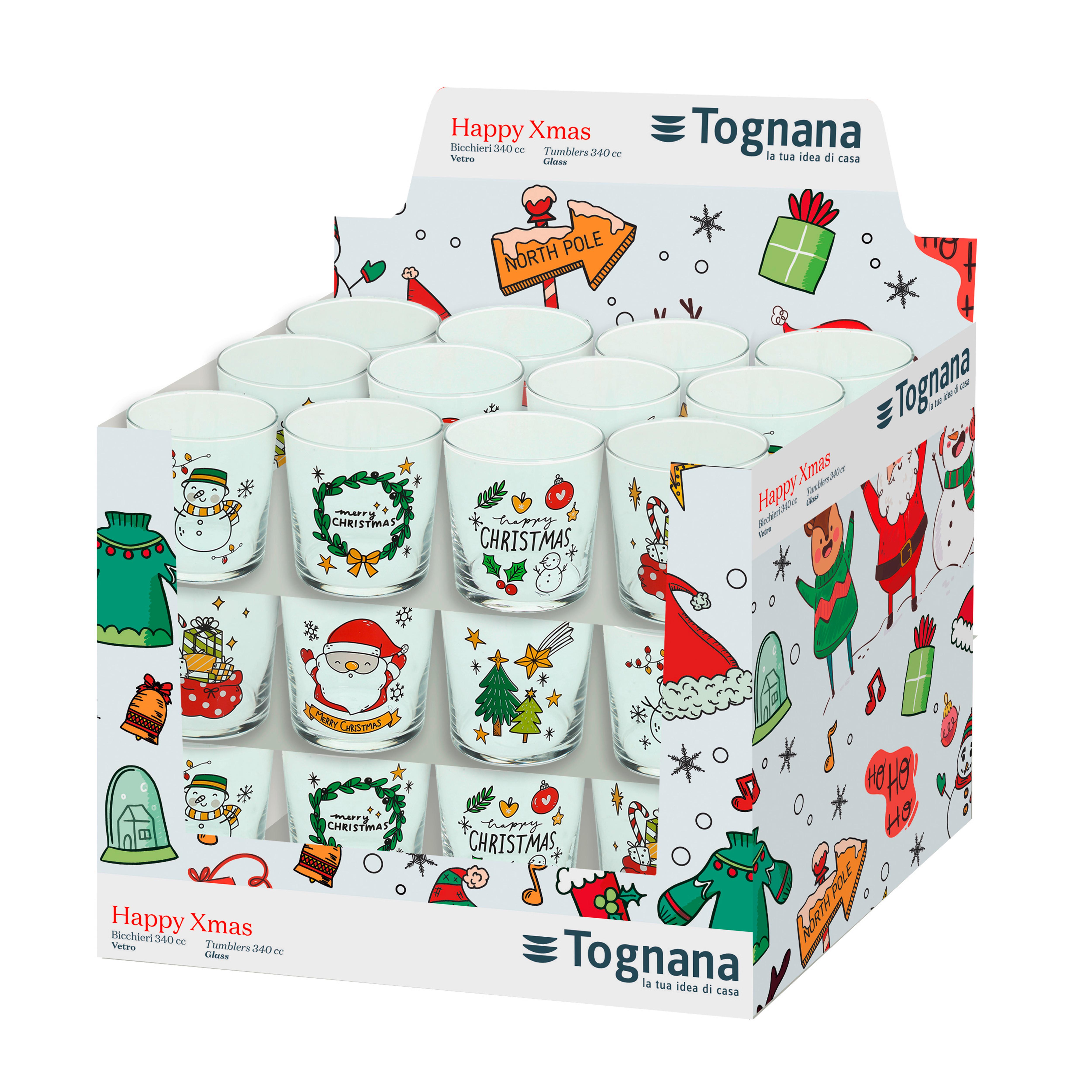 Pohár Xmas - többszínű, Üveg (8/9cm)