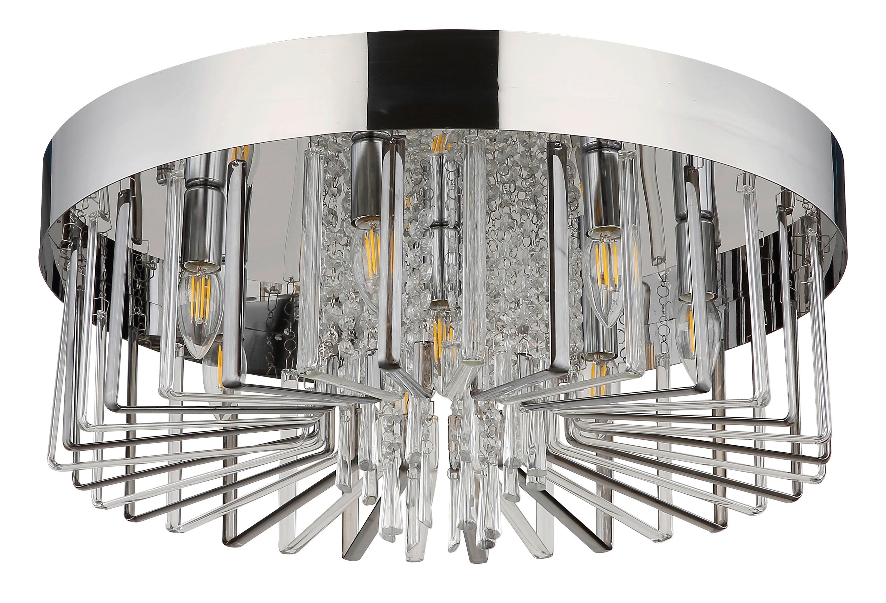 DECKENLEUCHTE 67343 KIRINA - Klar/Chromfarben, Konventionell, Glas/Metall (60/27cm) - Globo