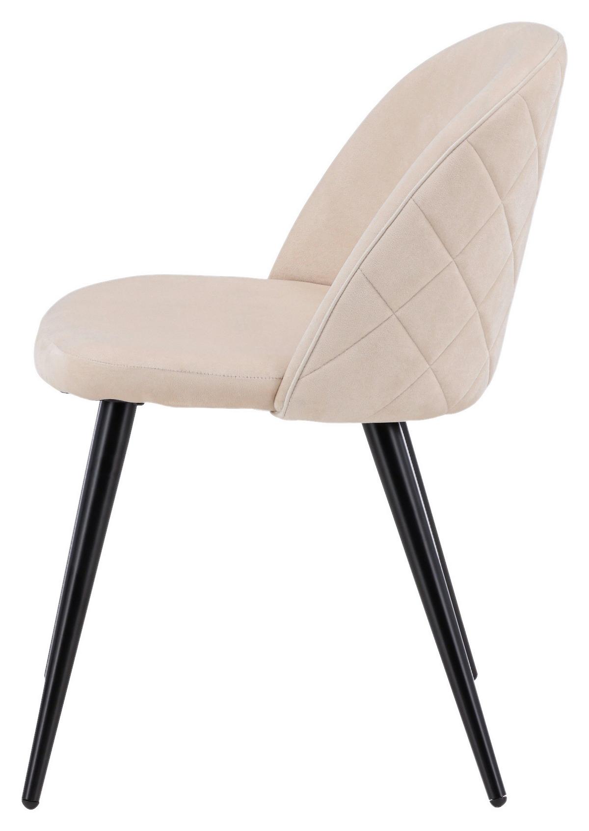 STUHL-SET VELVET - Beige/Schwarz, Design, Textil/Metall (50/76,5/57cm) - Livetastic