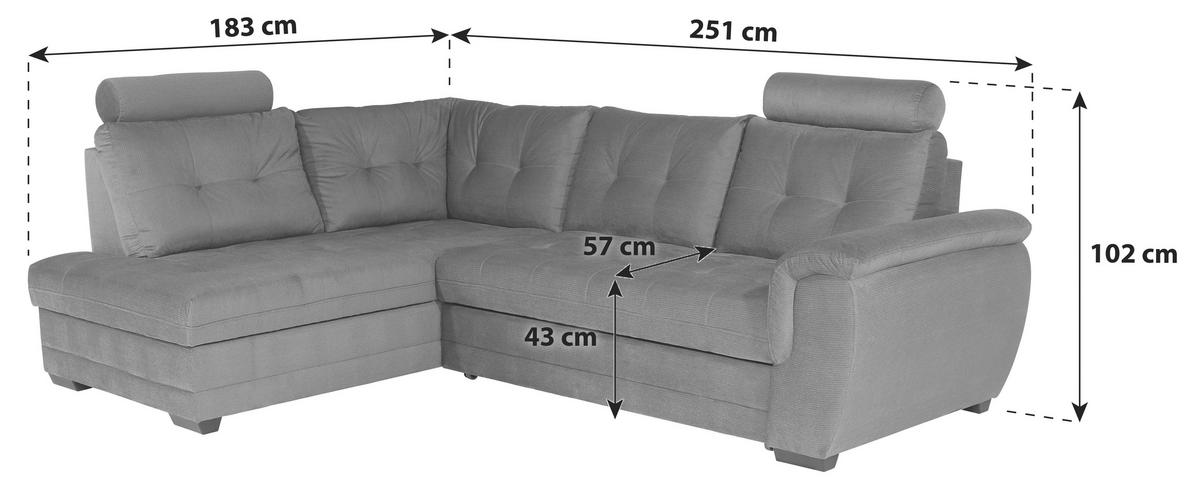 Colțar Falco New - crem, Konventionell, textil (183/251cm) - Mömax