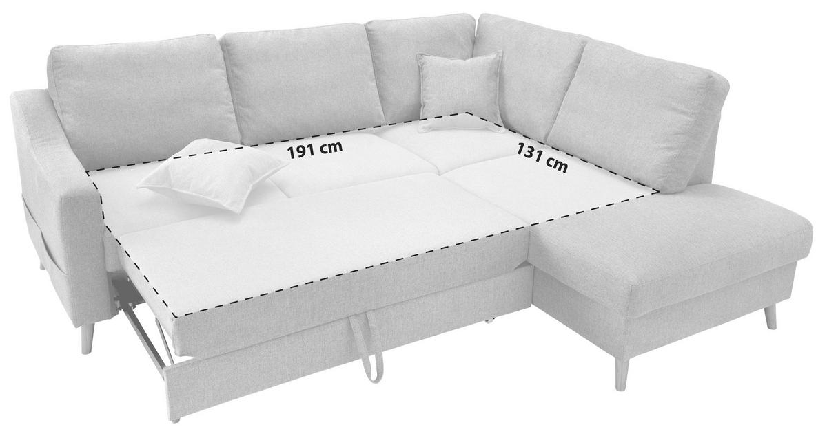 Wohnlandschaft Valentina Blau Struktur - Blau/Naturfarben, KONVENTIONELL, Holz/Textil (230/200cm) - P & B