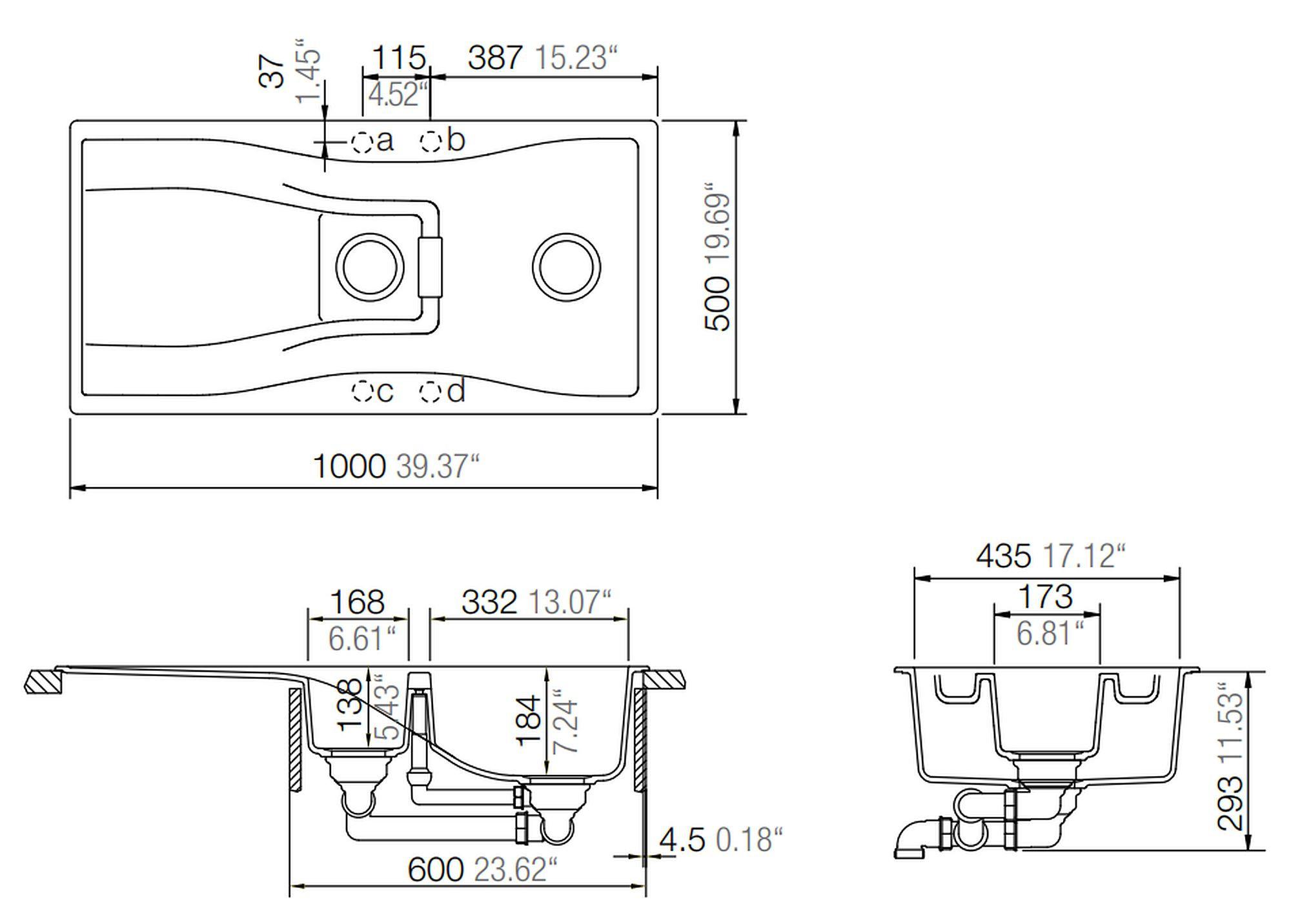 Spüle WATD150ASIL - Grau, MODERN, Stein (100/500cm) - Schock