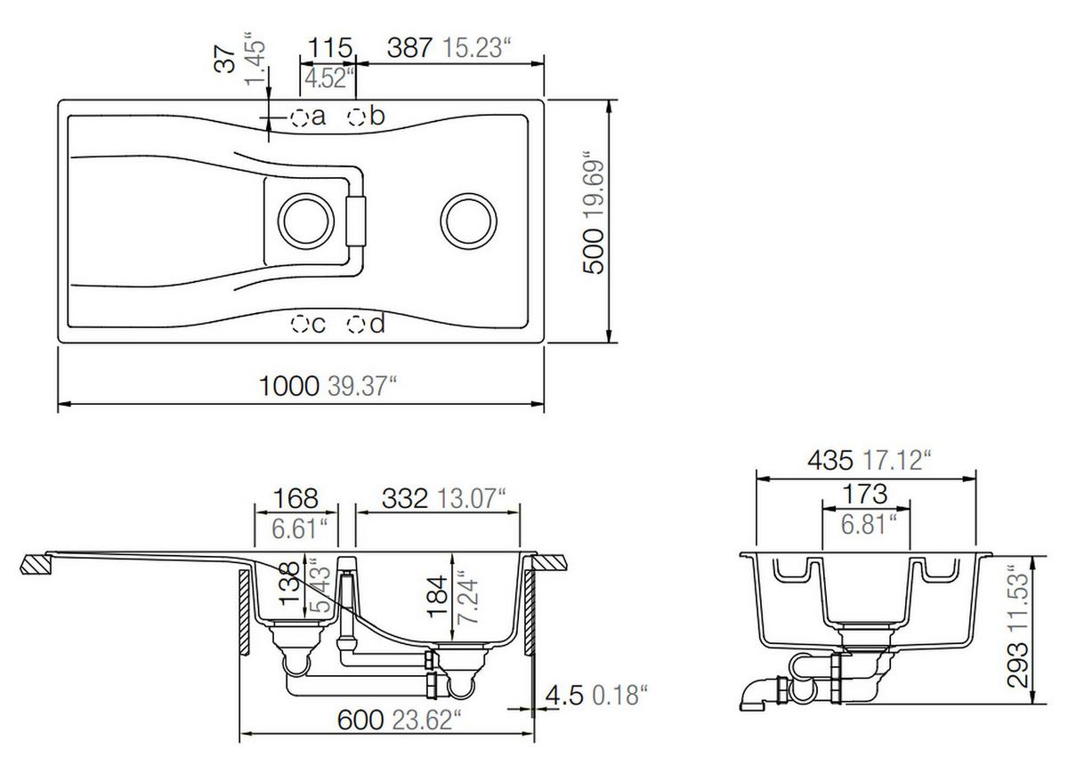 Spüle WATD150ASIL - Grau, MODERN, Stein (100/500cm) - Schock
