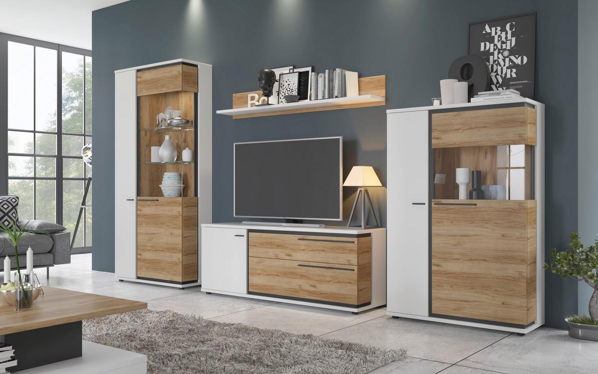 Komoda Salinas - bijela/boje hrasta, Trend, drvni materijal/plastika (93/139,8/37cm) - Modern Living