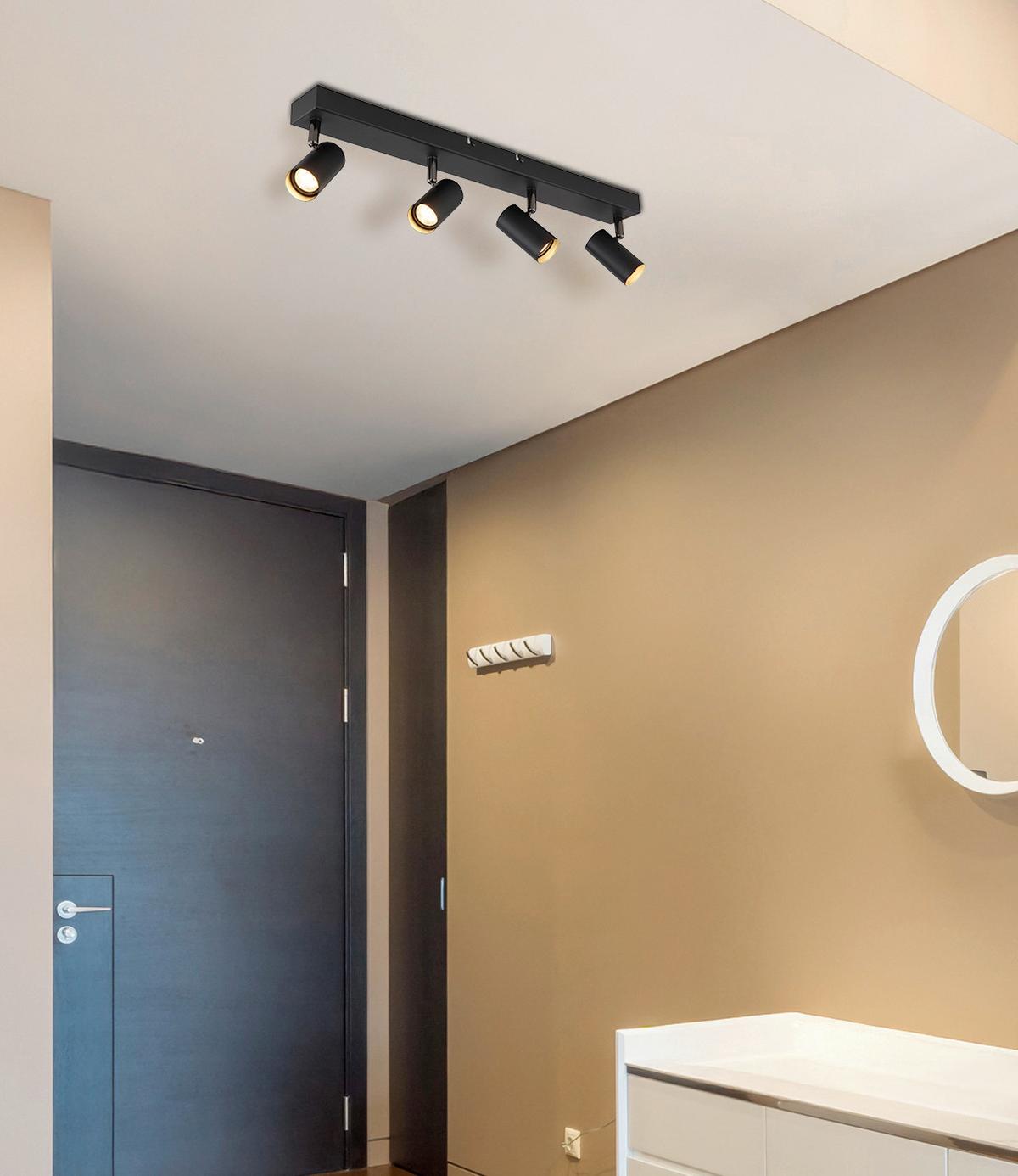 Led Reflektor Este - crni krom/crna, Design, metal (56/6/11cm) - Globo