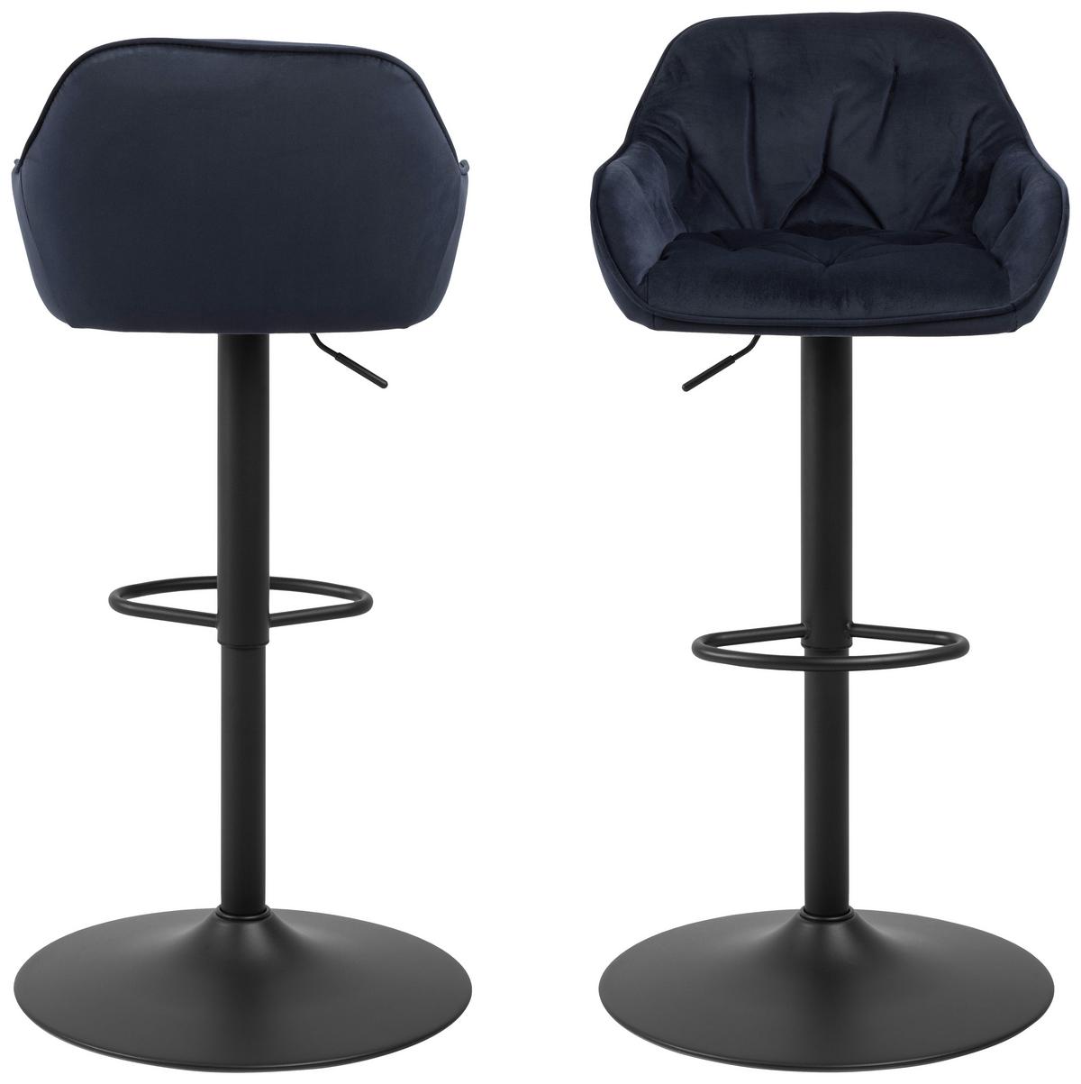 STOŁEK BAROWY BROOKE - ciemnoniebieski/czarny, Design, metal/tkanina (52/109/52cm)