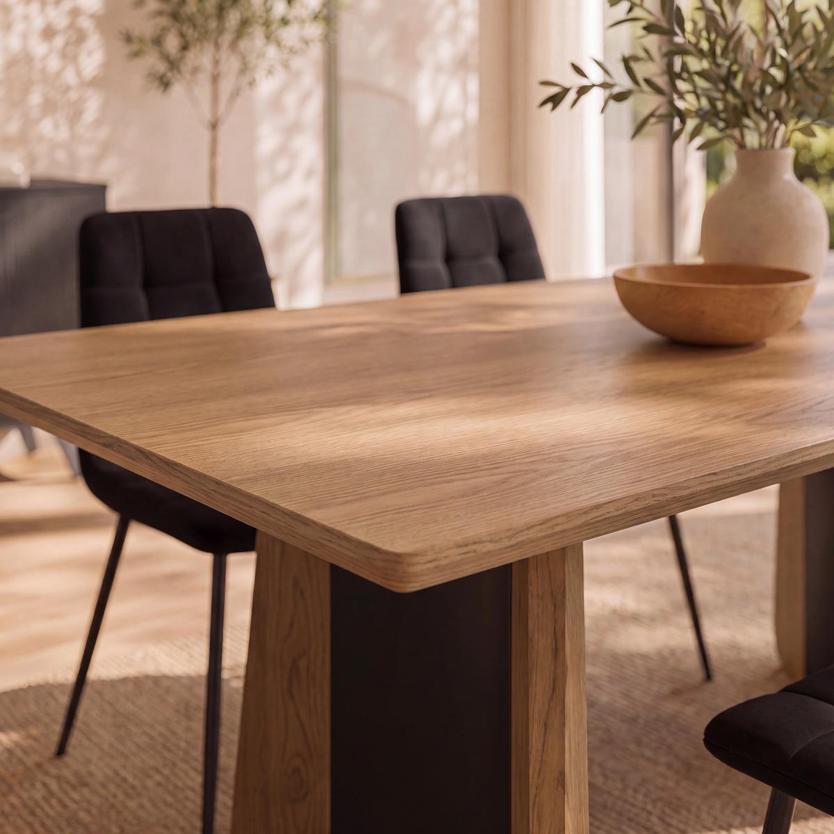 Esstisch Liva Eschefarben MDF ca. 180x90 cm - Eschefarben/Schwarz, MODERN, Holz/Holzwerkstoff (180/76/90cm) - Bessagi Home