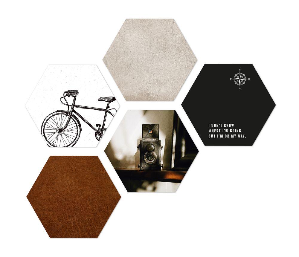 Képszett Hexagon - barna/fekete, műanyag (30/25cm) - Modern Living