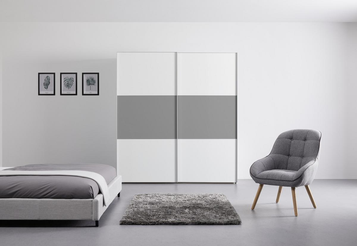 Ormar S Kliznim Vratima Includo - bijela/siva, Moderno, drvni materijal/metal (200/222/68cm) - Premium Living