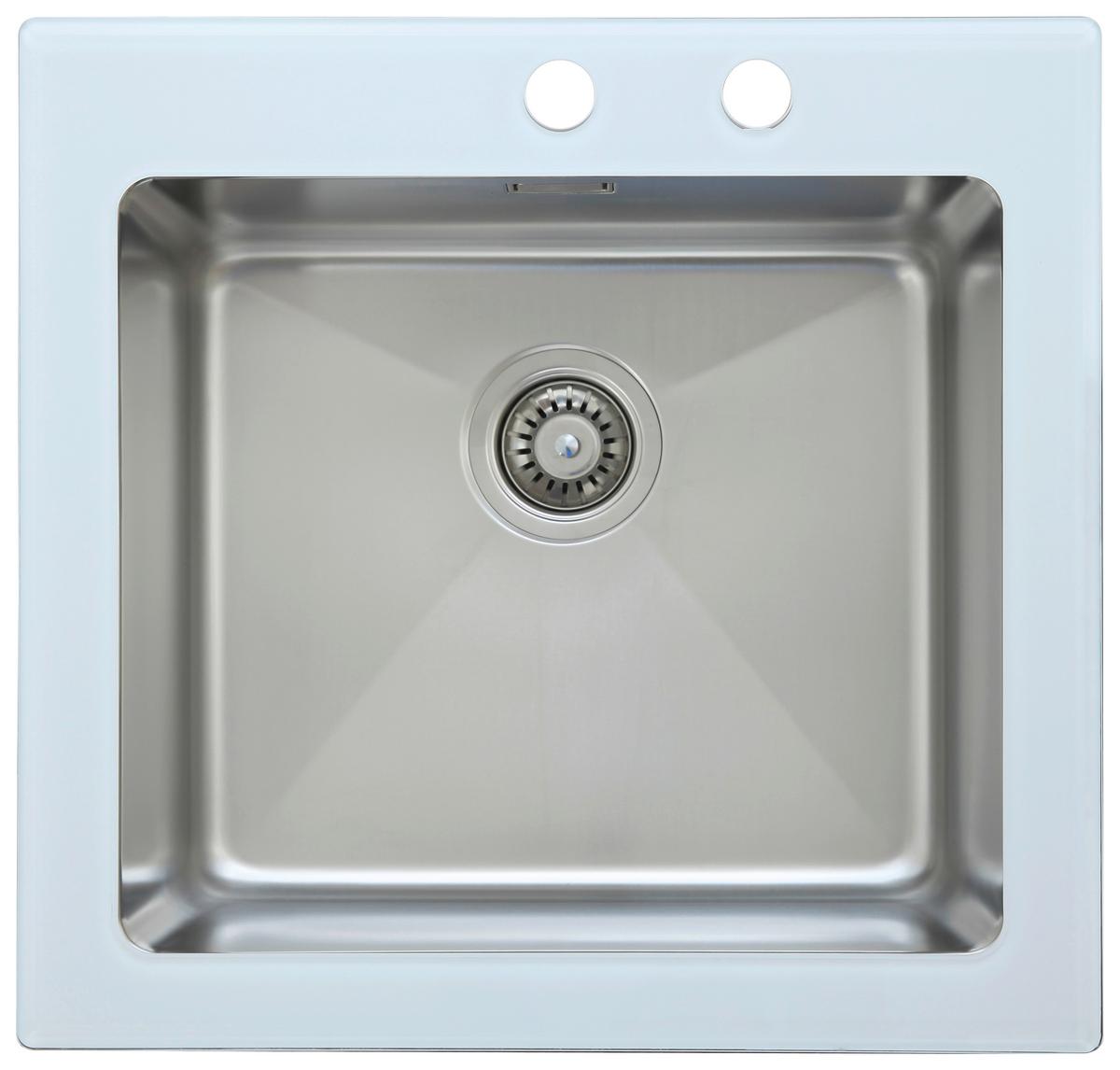 Pomivalno Korito New York, 55x53cm - bela, Trend, kovina/steklo (55/21/53cm) - Respekta