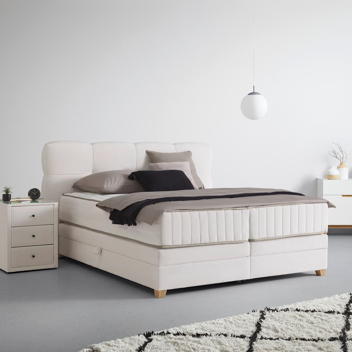 Boxspringbett Bianco Beige ca. 180x200cm - Beige, KONVENTIONELL, Holz/Holzwerkstoff (180/200cm) - Premium Living