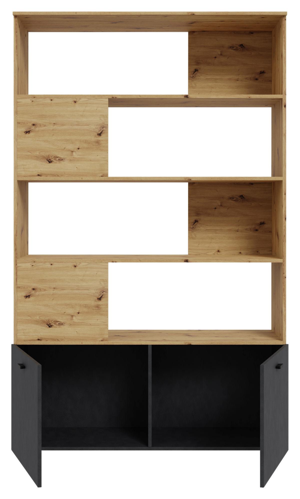Raumteiler in Eiche Artisan - Schwarz/Eiche Artisan, Modern, Holzwerkstoff/Kunststoff (120,1/195/41,3cm) - Mömax