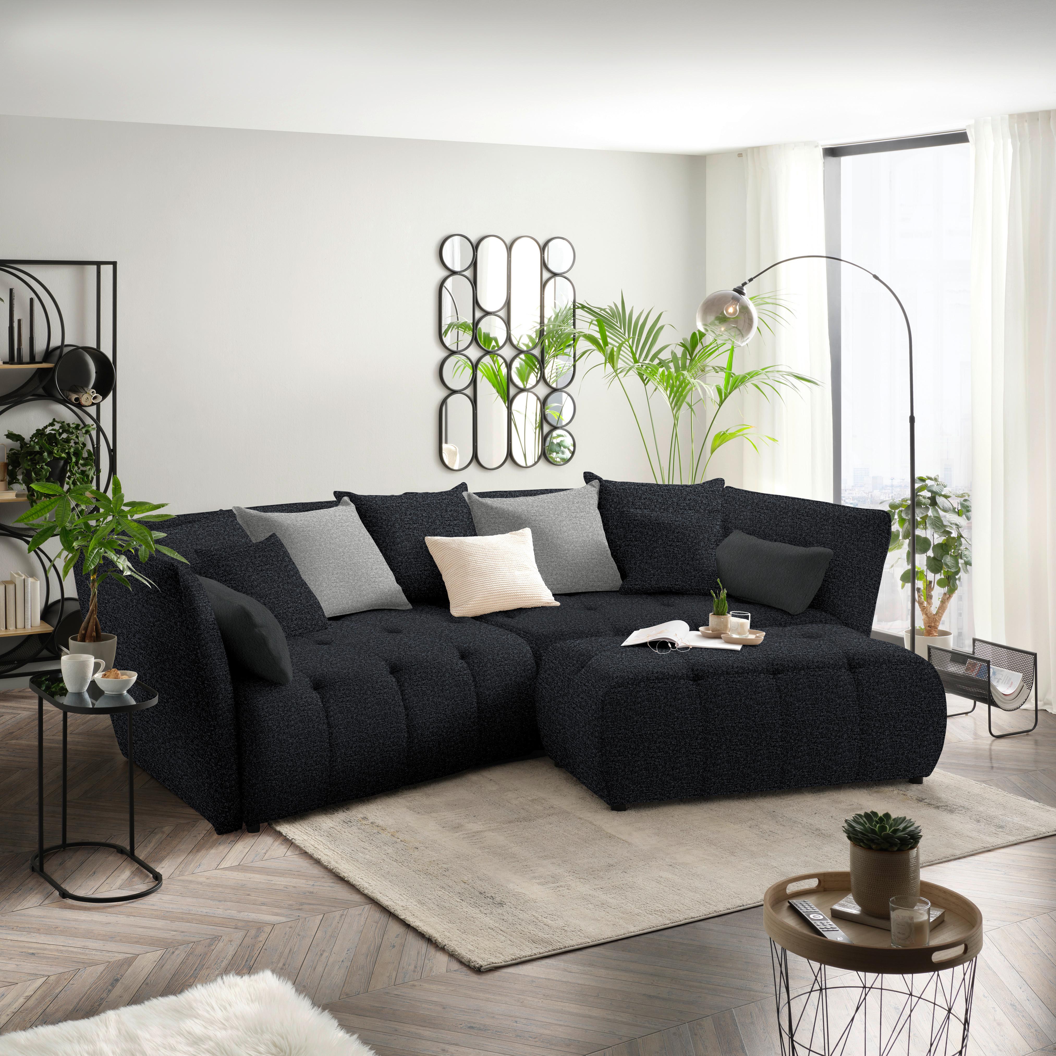 Boxspringsofa Sofi Dunkelgrau - Dunkelgrau/Hellgrau, Modern, Textil (294/93/152cm) - Premium Living