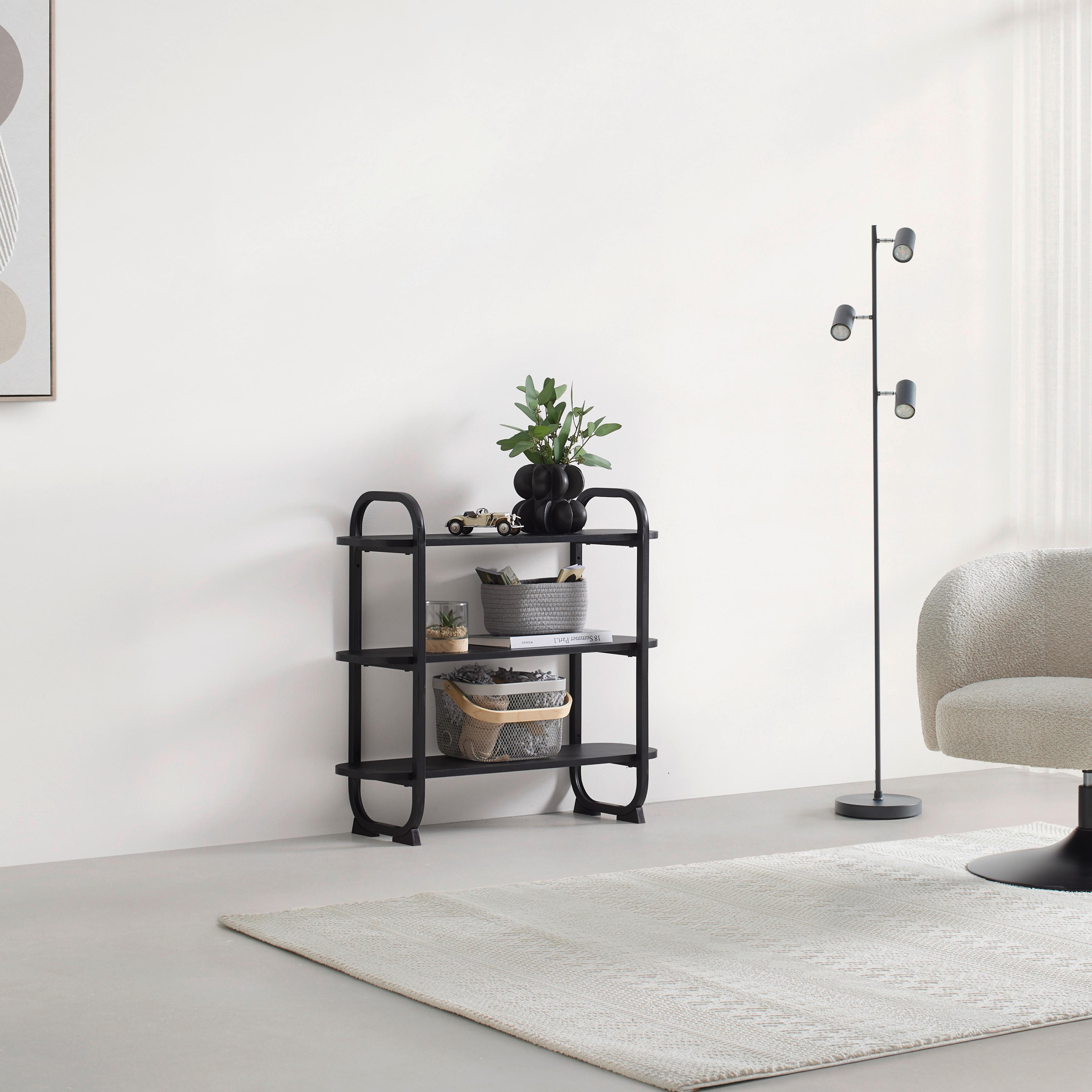 HYLLA BEND -EXKLUSIV- - svart, Modern, metall/trämaterial (76/72/27cm) - Mömax