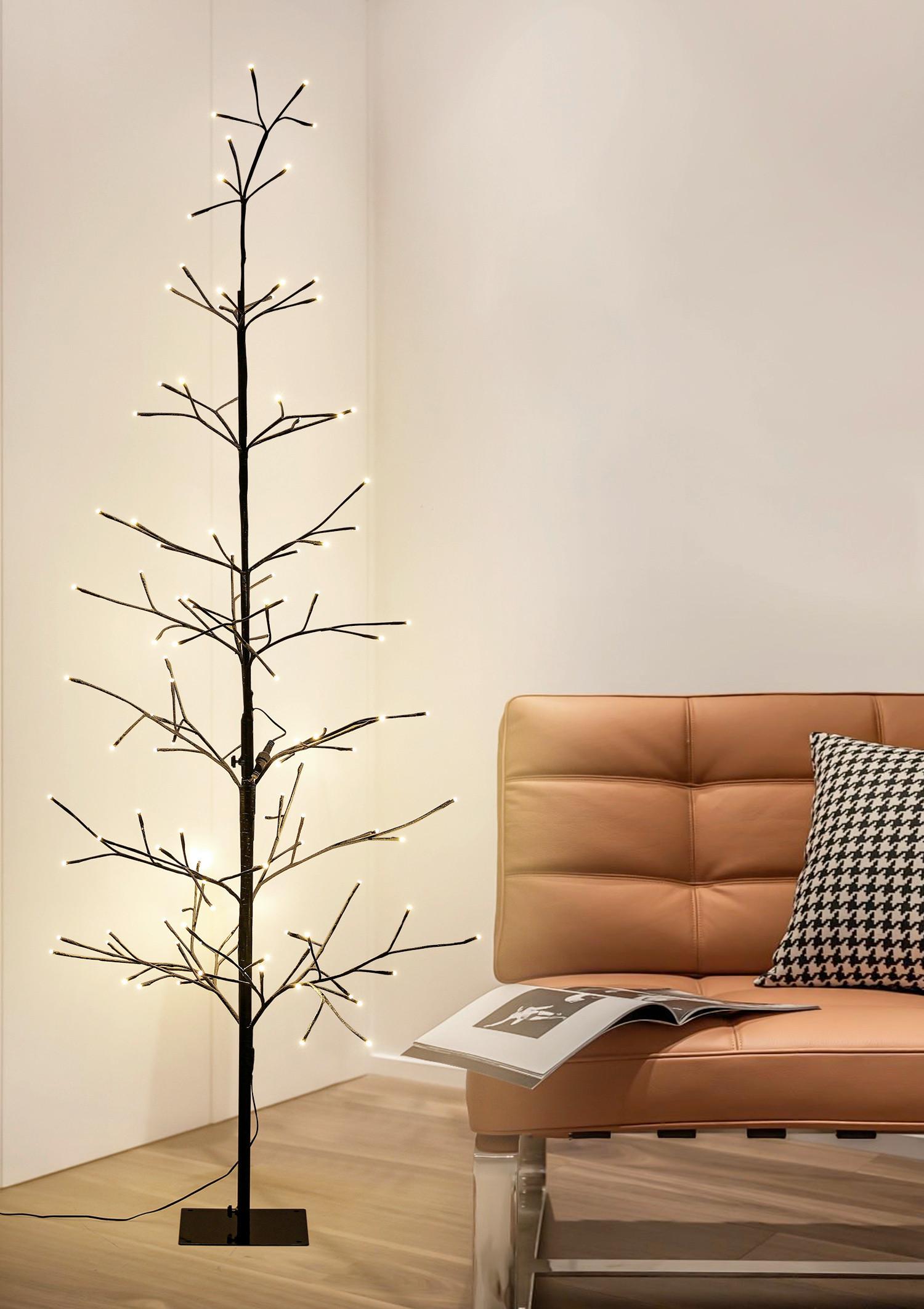 LED-Dekoleuchte Tree Schwarz max. 2,5 Watt - Schwarz/Weiß, MODERN, Kunststoff/Metall (175cm) - Mömax