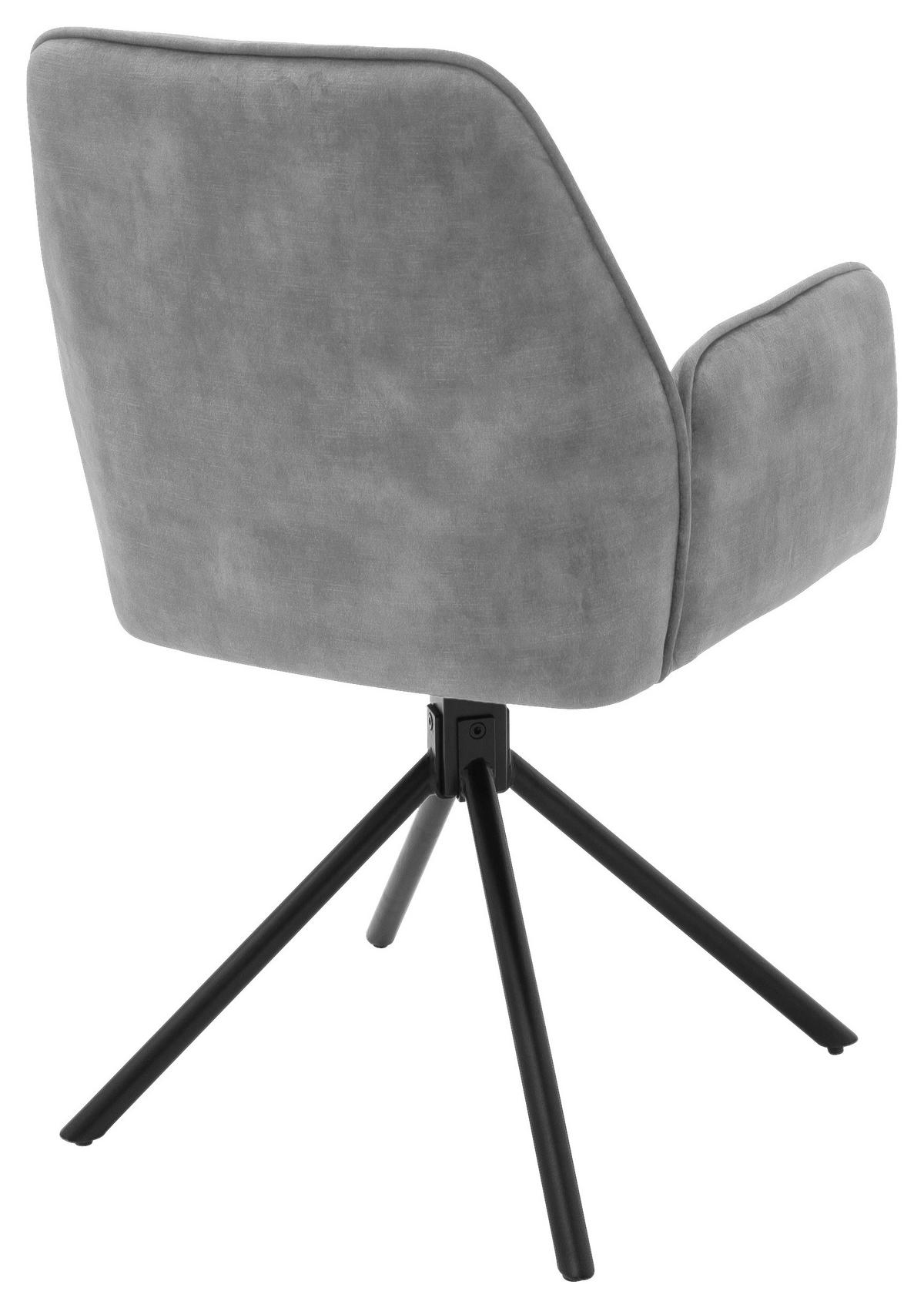 Armlehnstuhl Ottawa Grau/Schwarz - Schwarz/Grau, Modern, Textil/Metall (60/89/64cm) - Premium Living