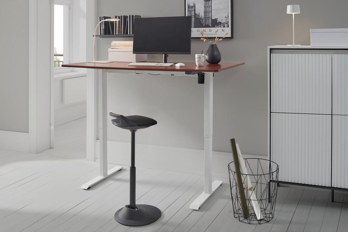 BIURKO ALGHERO - biały/kolor orzecha włoskiego, Modern, materiał drewnopochodny/metal (160/80/73-123cm) - Livetastic