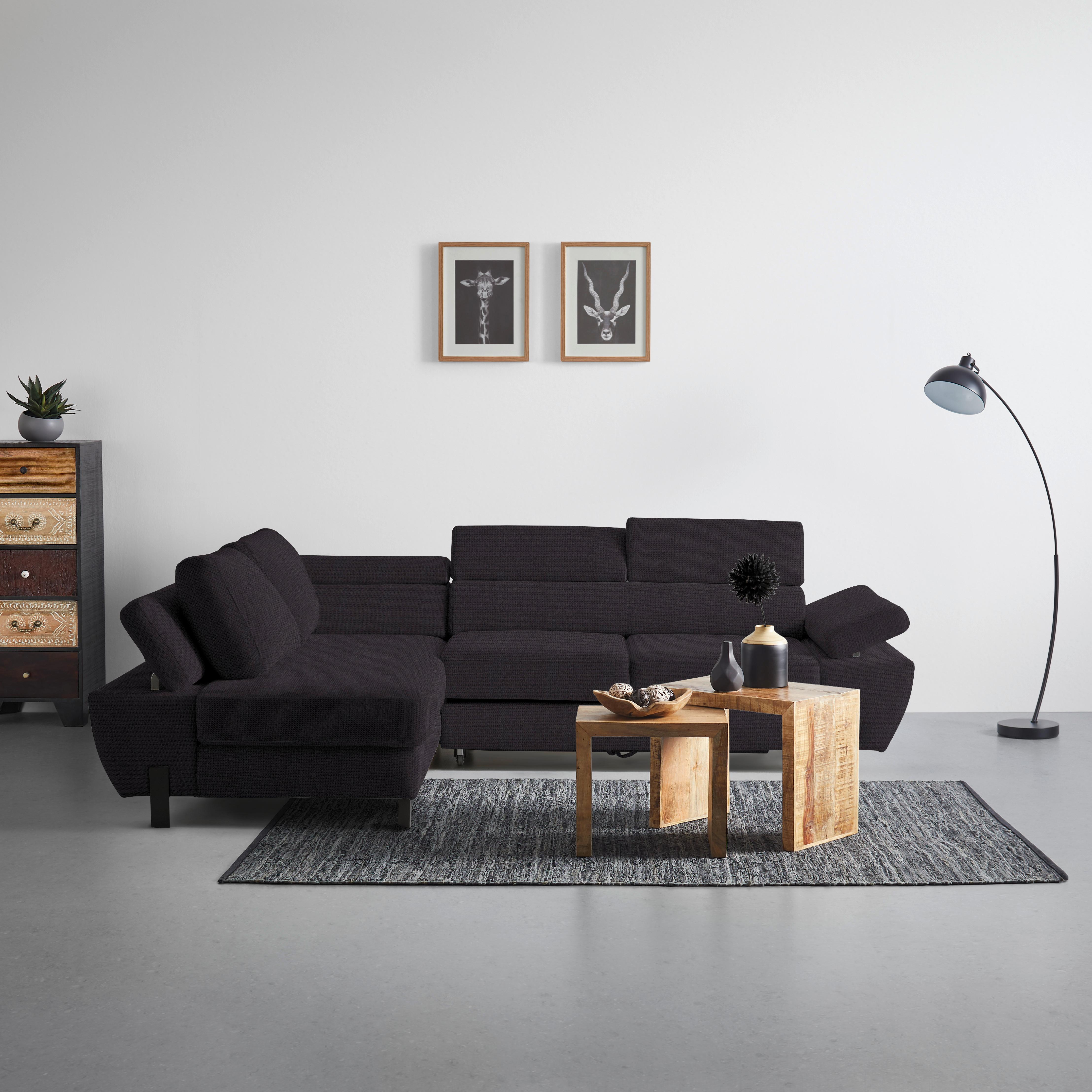 Ecksofa Molina Mini Schwarz - Schwarz, MODERN, Textil/Metall (189/277cm) - Mömax