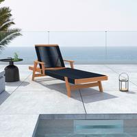 GARTENLIEGE ENRICA - Schwarz/Akaziefarben, Modern, Holz/Kunststoff (200/73/79cm) - Bessagi Garden