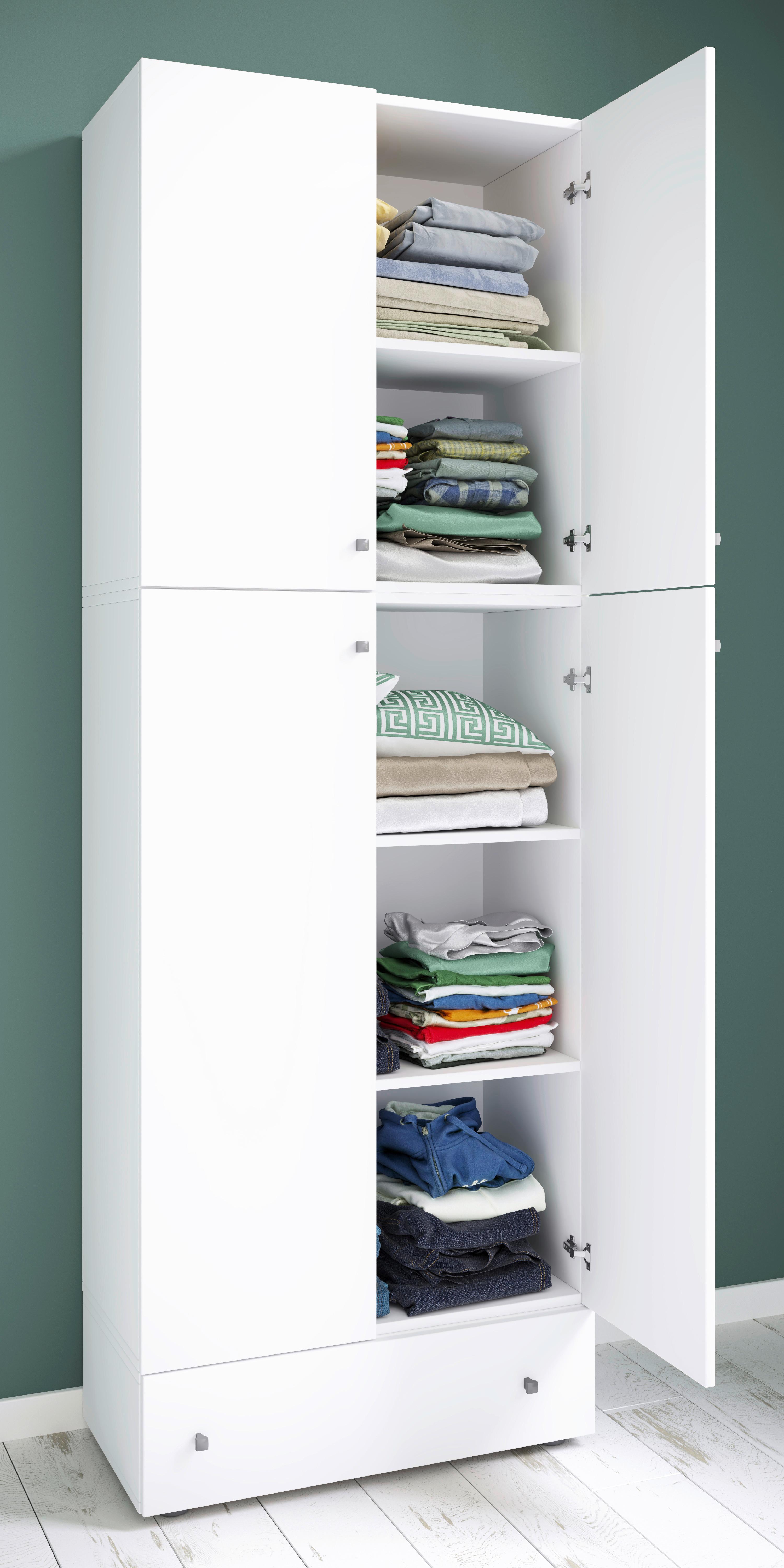 Kleiderschrank Lona XXL Weiß ca. 70x200x39 cm - Weiß/Grau, MODERN, Holzwerkstoff/Kunststoff (70/200/39cm) - MID.YOU