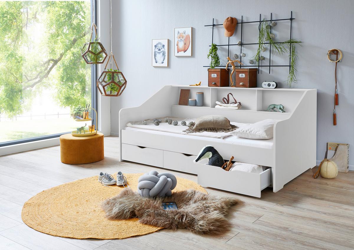 Raztegljiva Postelja Star, Bela, 90-180x200 - bela/barve bukve, Konvencionalno, leseni material/les (90-180/200cm) - Mömax