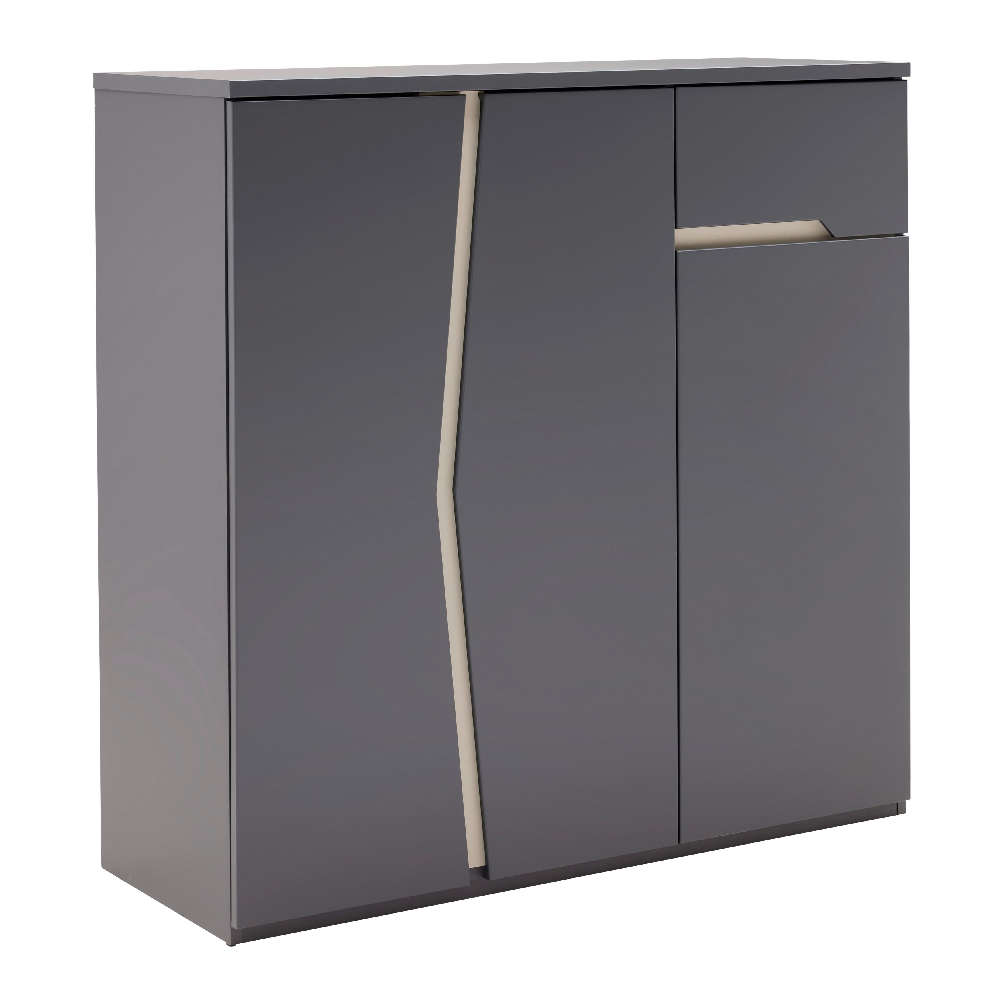 Highboard Manhatten in Grau/Graphitfarben - Graphitfarben/Schwarz, Modern, Holzwerkstoff/Kunststoff (110/110/42cm) - Premium Living