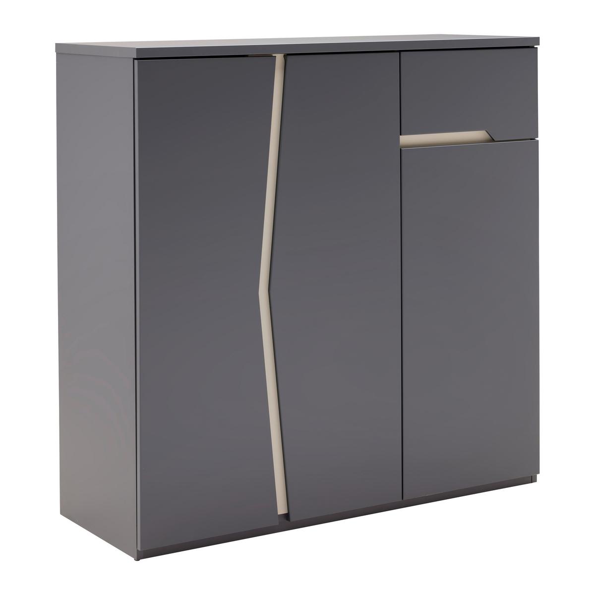 Highboard Manhatten in Grau/Graphitfarben - Graphitfarben/Schwarz, Modern, Holzwerkstoff/Kunststoff (110/110/42cm) - Premium Living
