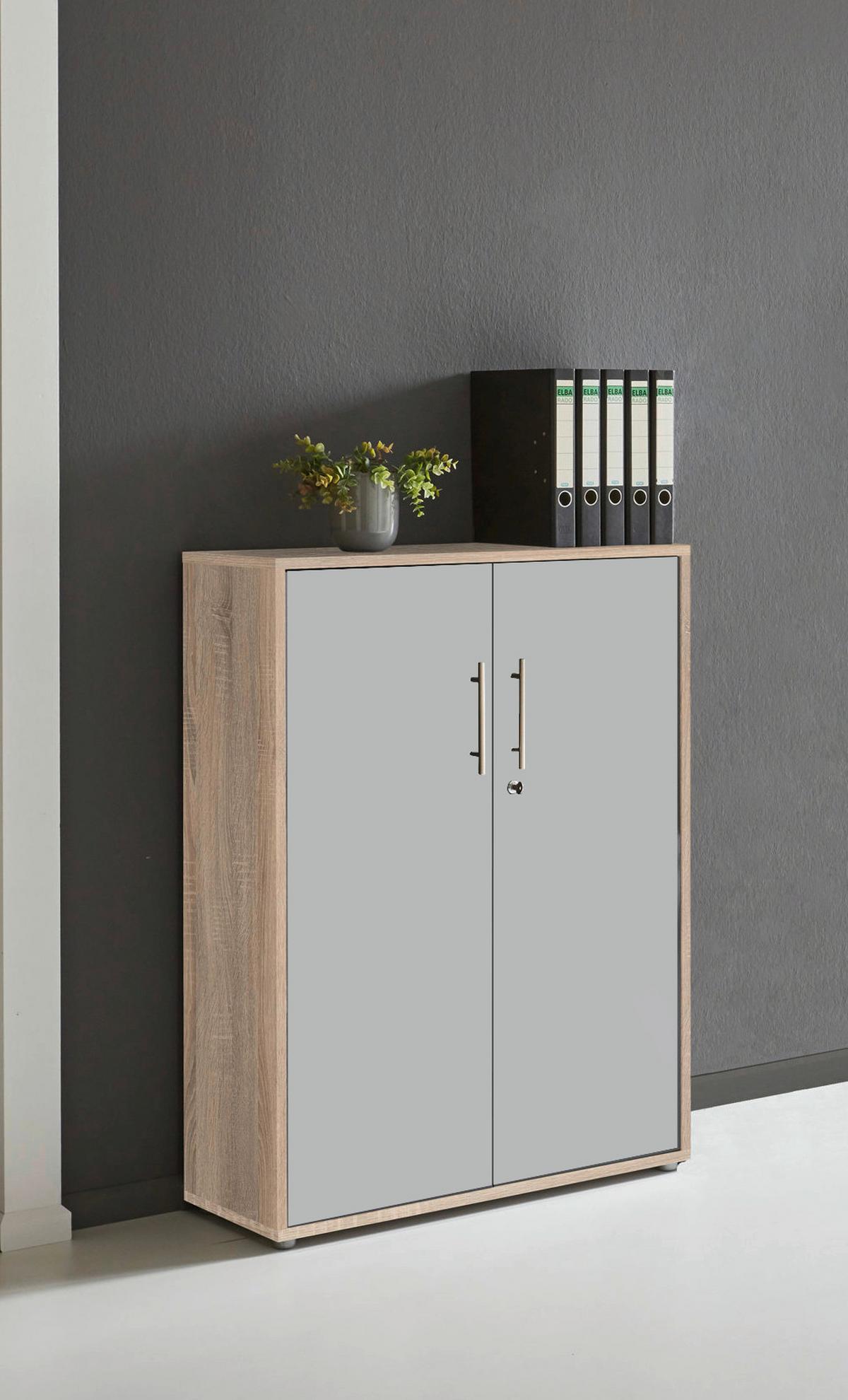 AKTENSCHRANK OFFICE EDITION - Grau/Sonoma Eiche, MODERN, Holzwerkstoff (84,4/113,6/33cm) - MID.YOU